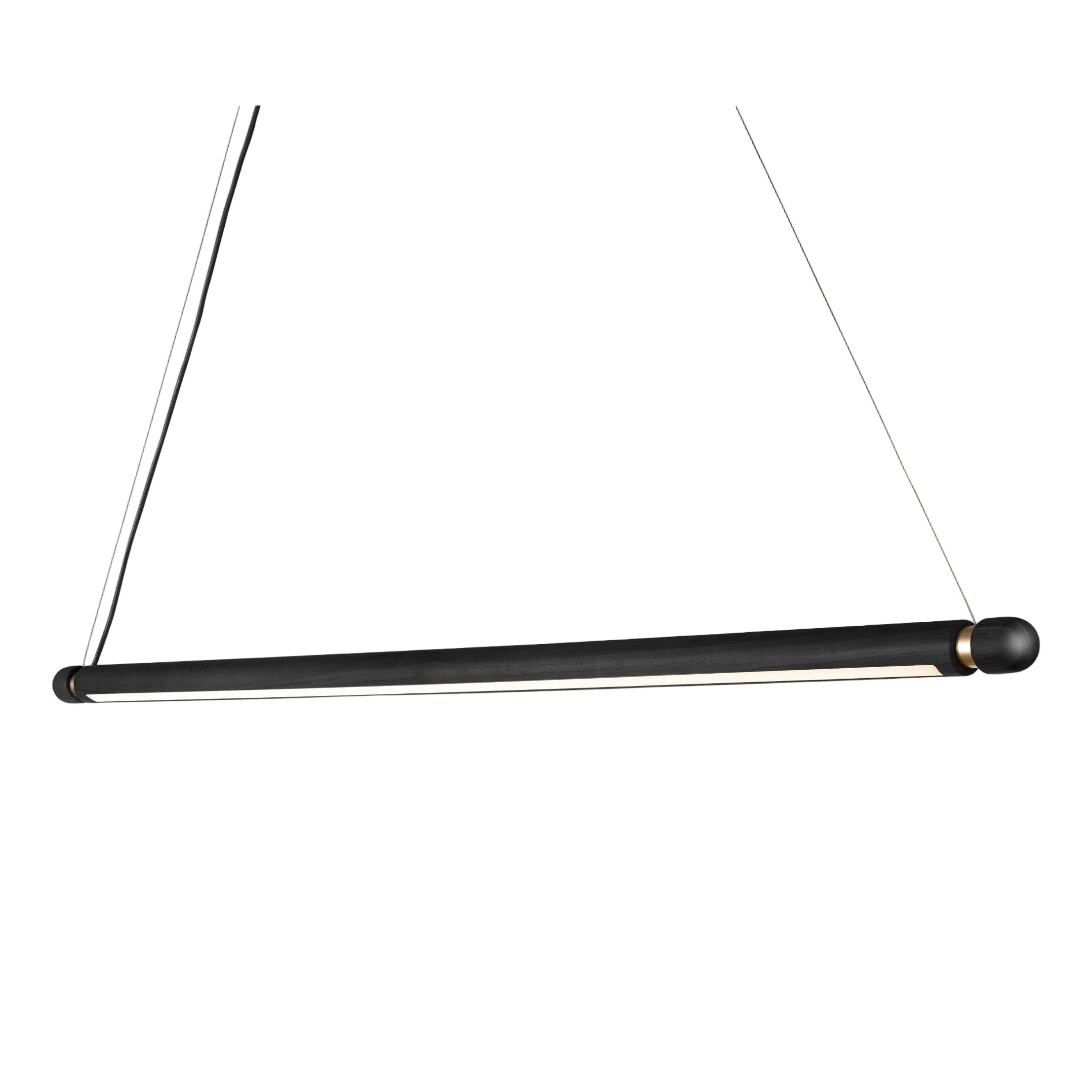 Hanglamp LINEA H zwart essenhout met messing afwerking