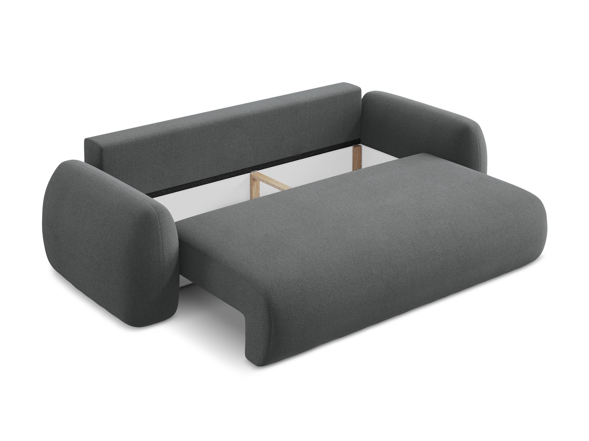 Sofa für 3 Personen mit Schlaf-Funktion LOHI dunkelgrau Boucle