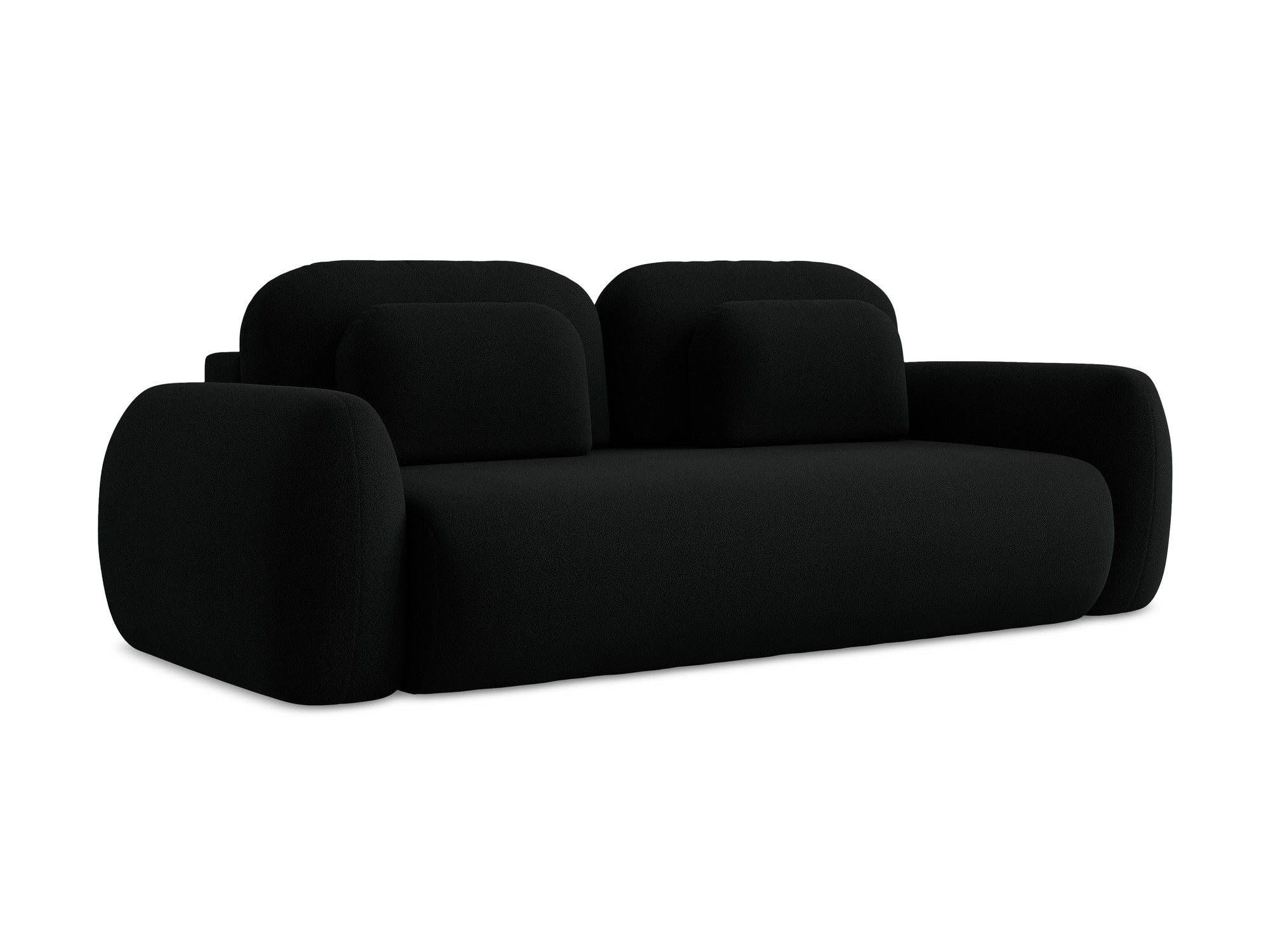 3-Seater Sofa with Sleeping Function LOHI Black Boucle