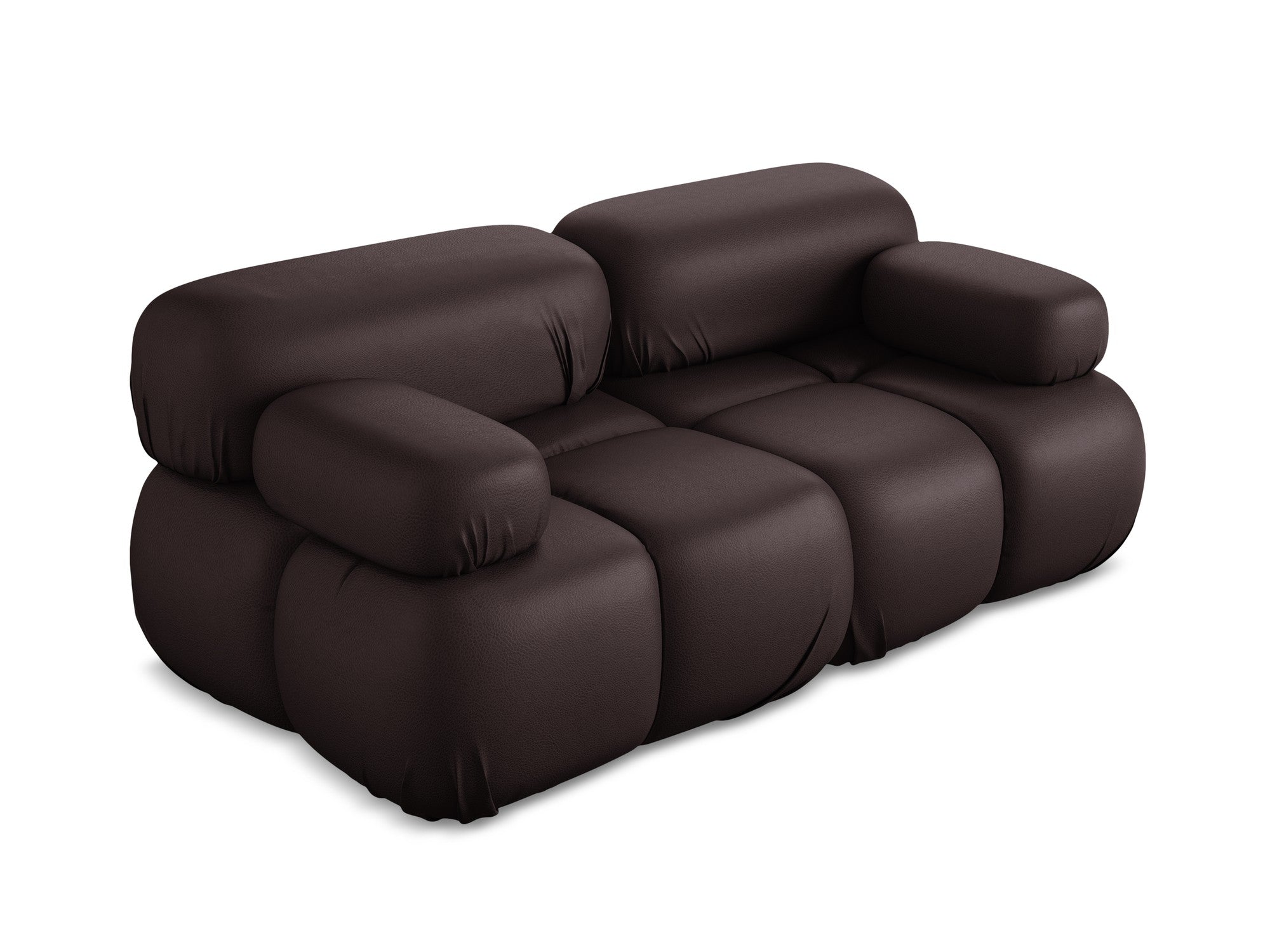 Modulares 2-Sitzer-Sofa LOKUA in pflaumenfarbener Kunstleder