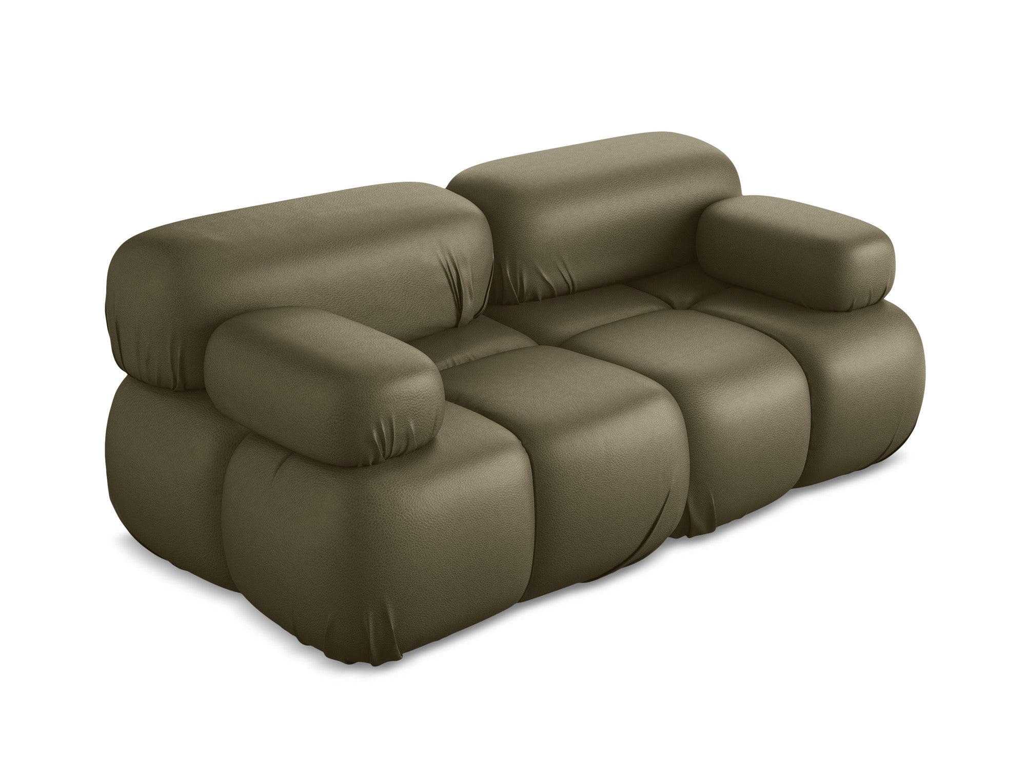 Modulares 2-Sitzer-Sofa LOKUA in olivgrüner, ökologischer Lederoptik