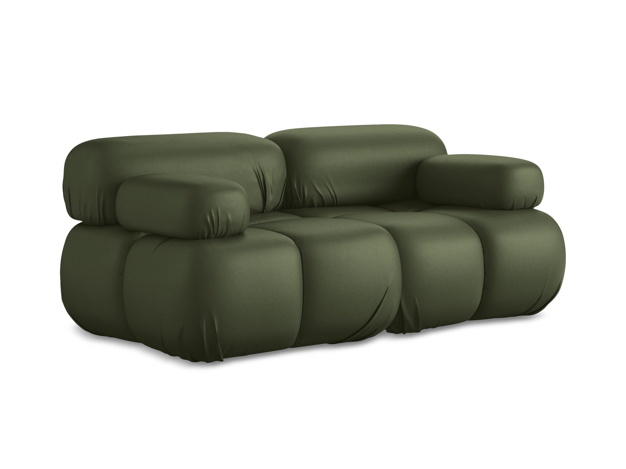 Modulares 2-Sitzer-Sofa LOKUA dunkelgrüne Kunstleder