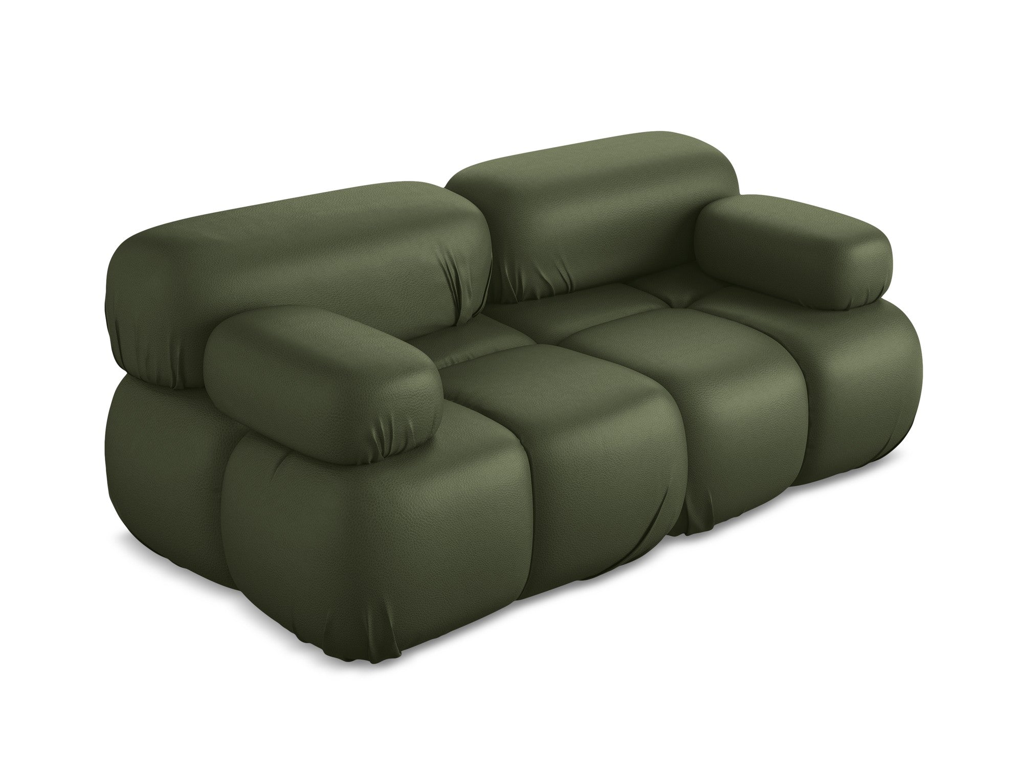 Modulares 2-Sitzer-Sofa LOKUA dunkelgrüne Kunstleder