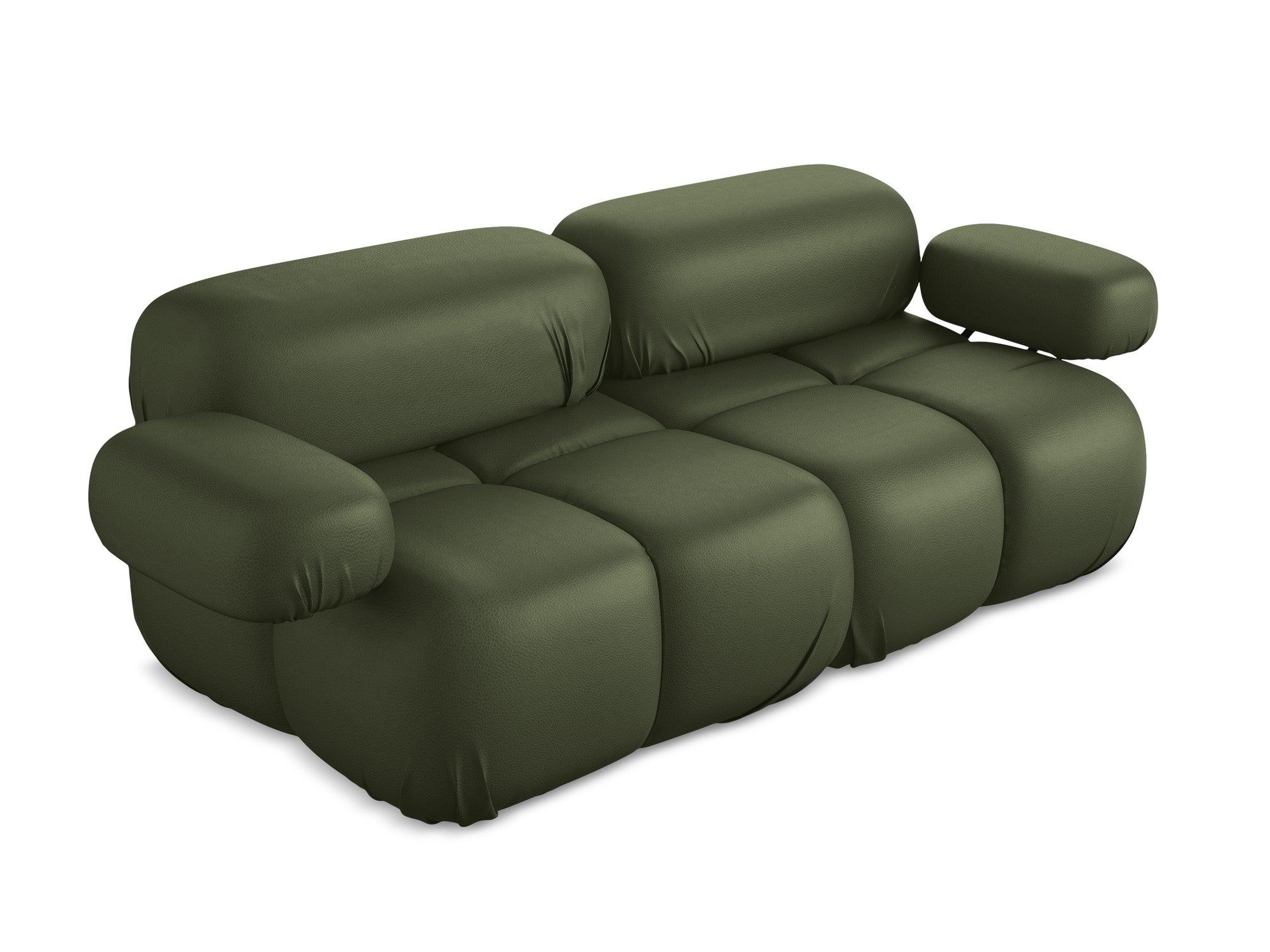 Modulares 2-Sitzer-Sofa LOKUA dunkelgrüne Kunstleder