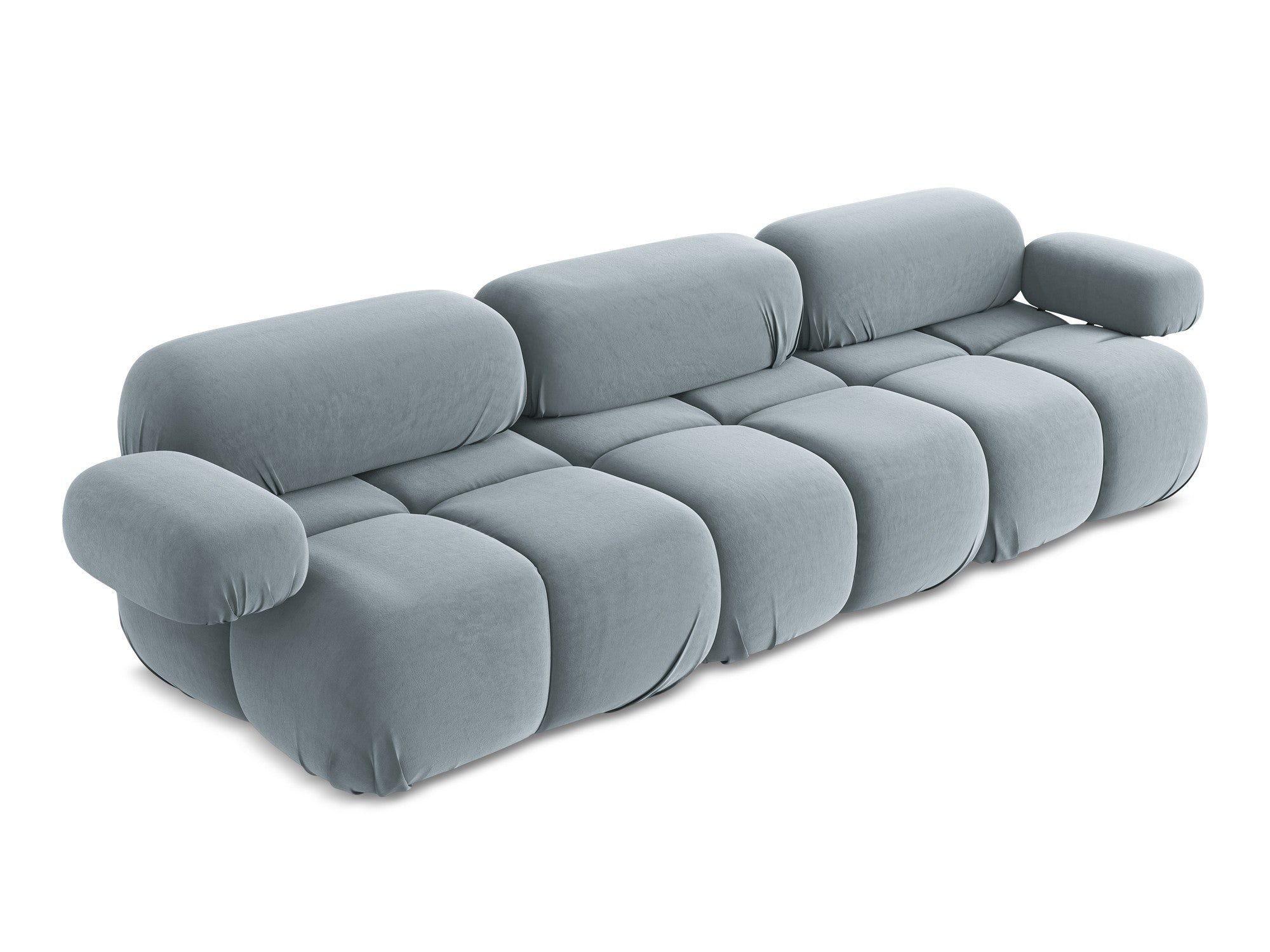 Modulares Samtsofa für 3 Personen LOKUA hellblau