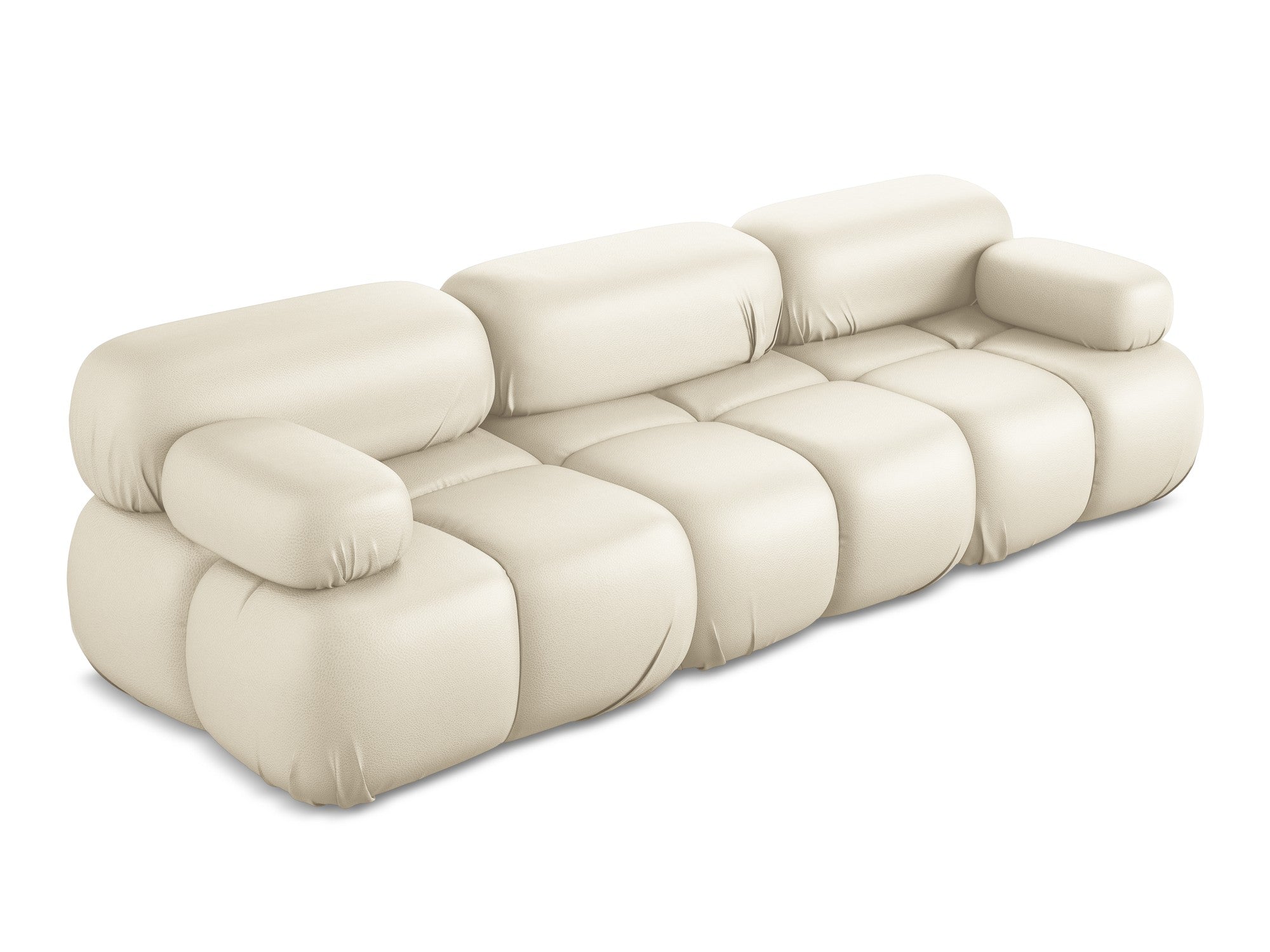 Modulaire 3-zitsbank LOKUA lichtbeige ecologische leer