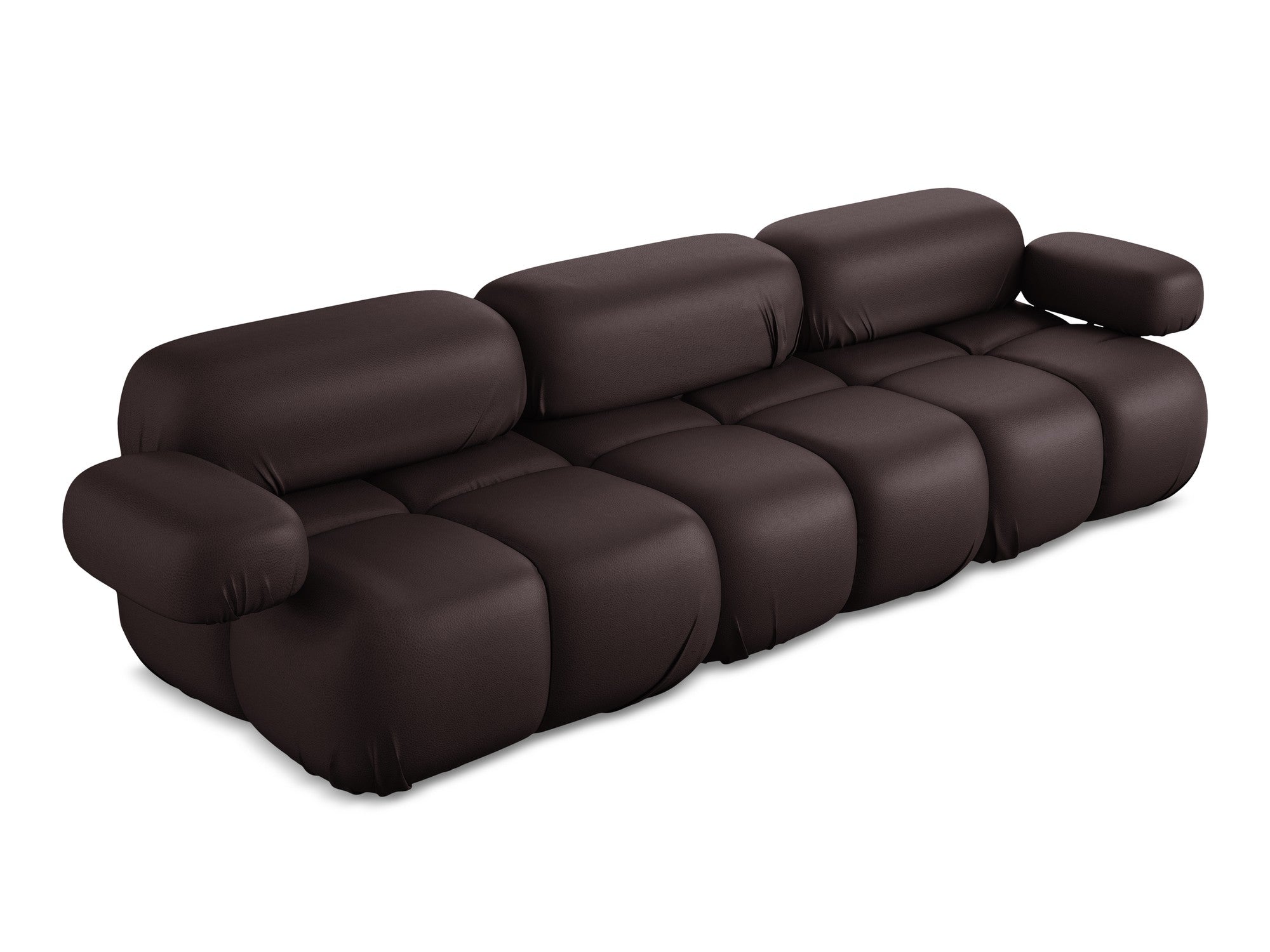 3-seater modular sofa LOKUA in plum eco-leather