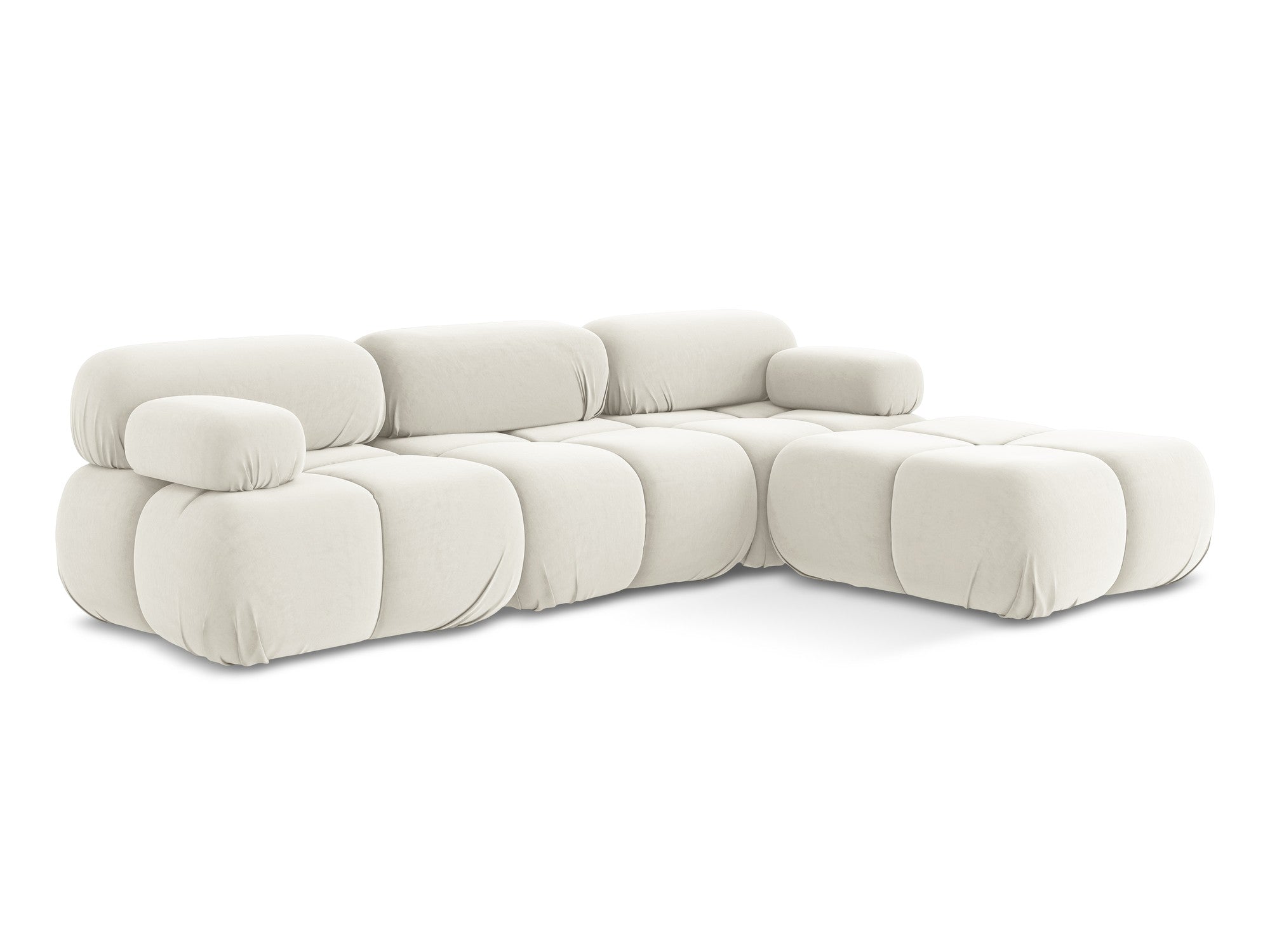 Modularer Samt-Ecksofa LOKUA in Hellbeige