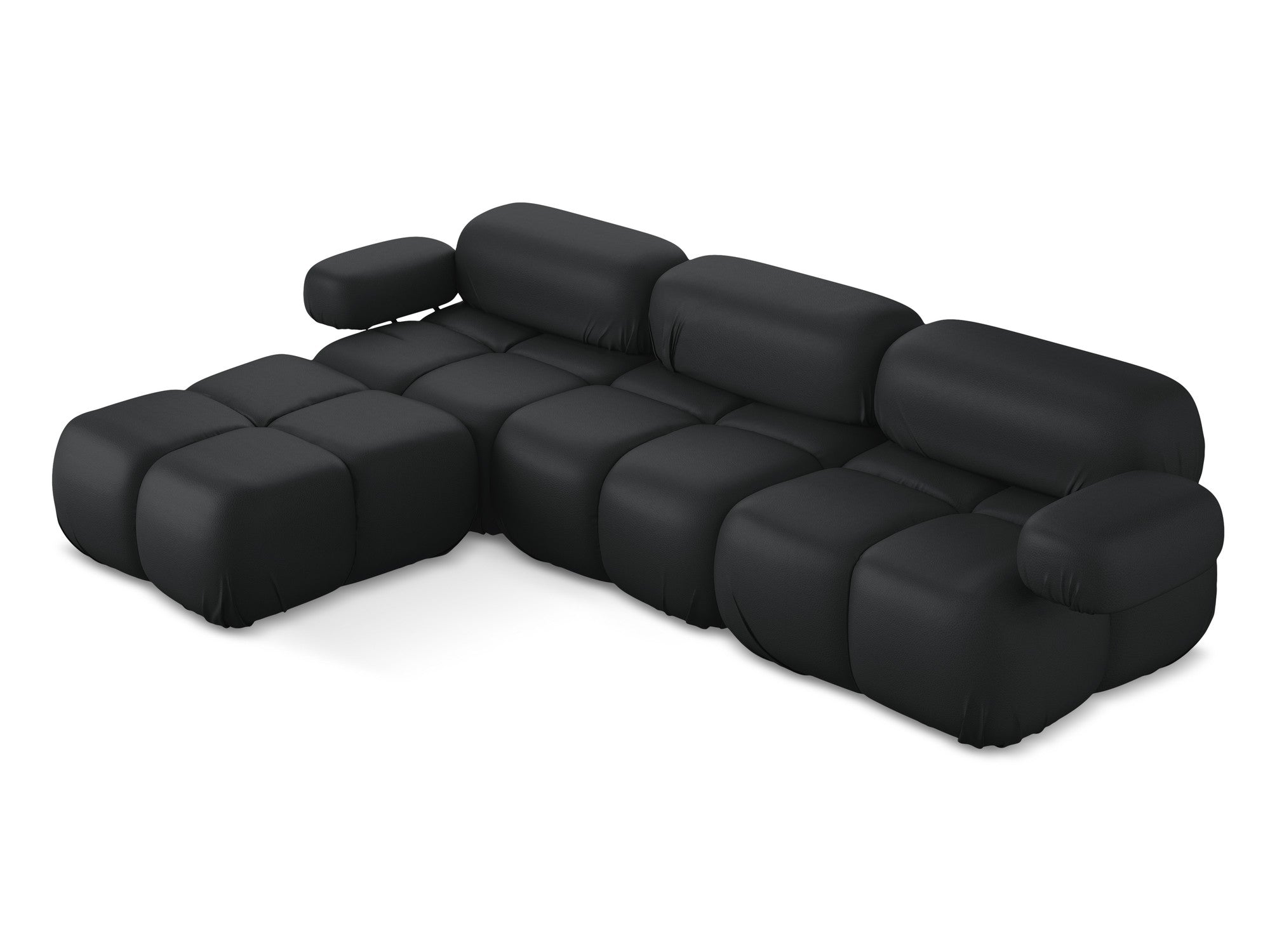 Universal modular corner sofa LOKUA black faux leather