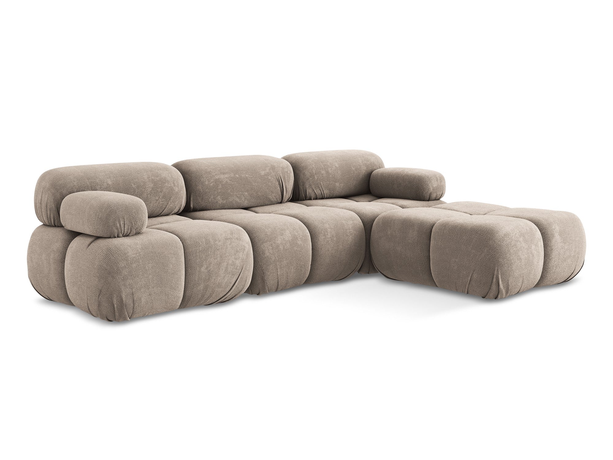 Modularer Ecksofa LOKUA in dunkelbeigem Chenille
