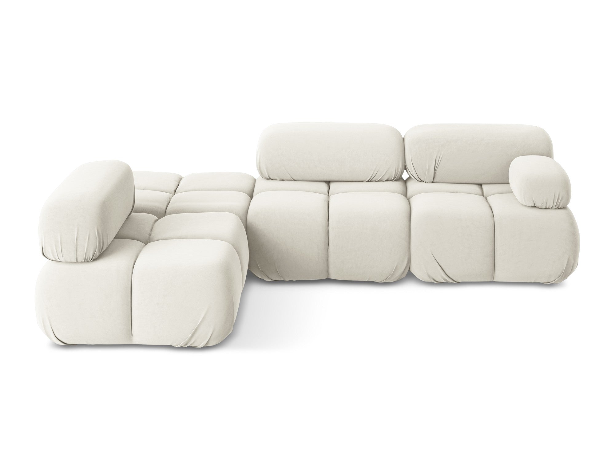 Modulaire fluwelen hoekbank LOKUA lichtbeige