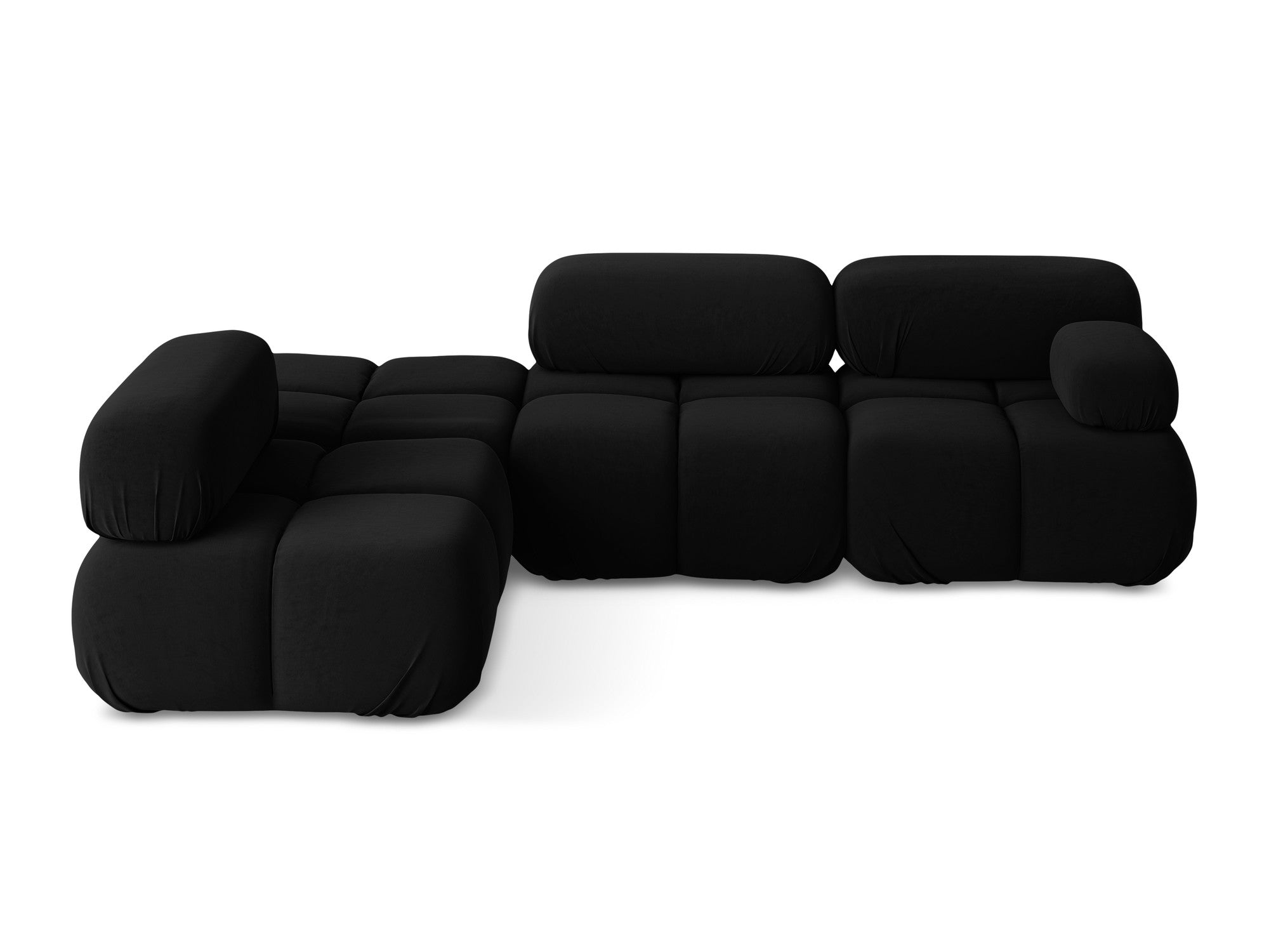 Modulaire fluwelen hoekbank links LOKUA zwart