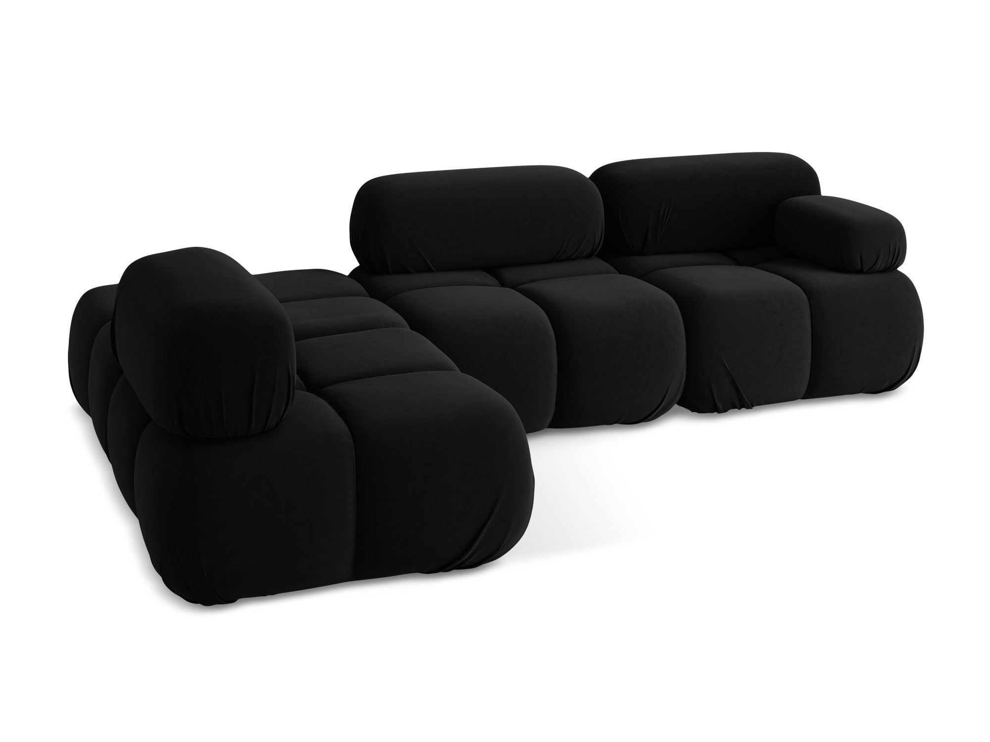 Modulaire fluwelen hoekbank links LOKUA zwart