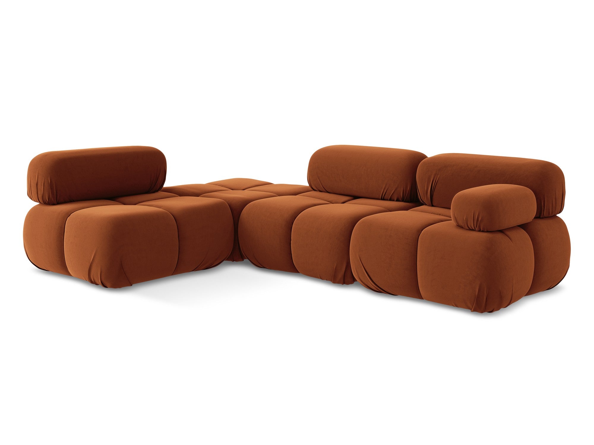 Modularer Samt-Ecksofa links LOKUA Terrakotta