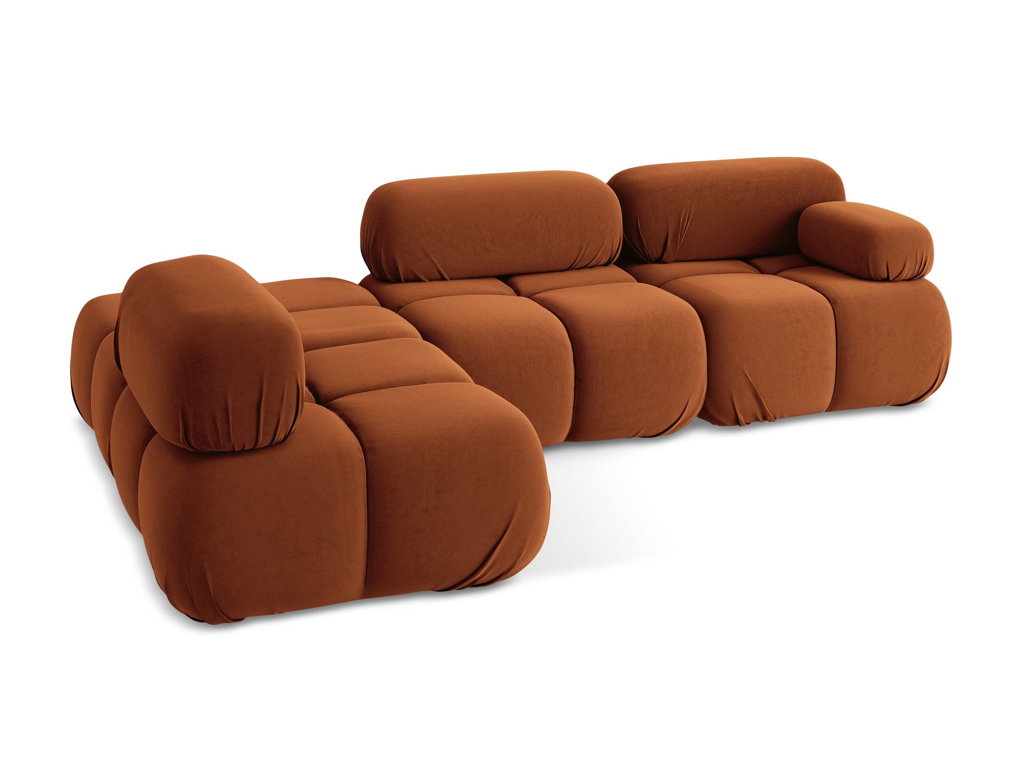 Modularer Samt-Ecksofa links LOKUA Terrakotta