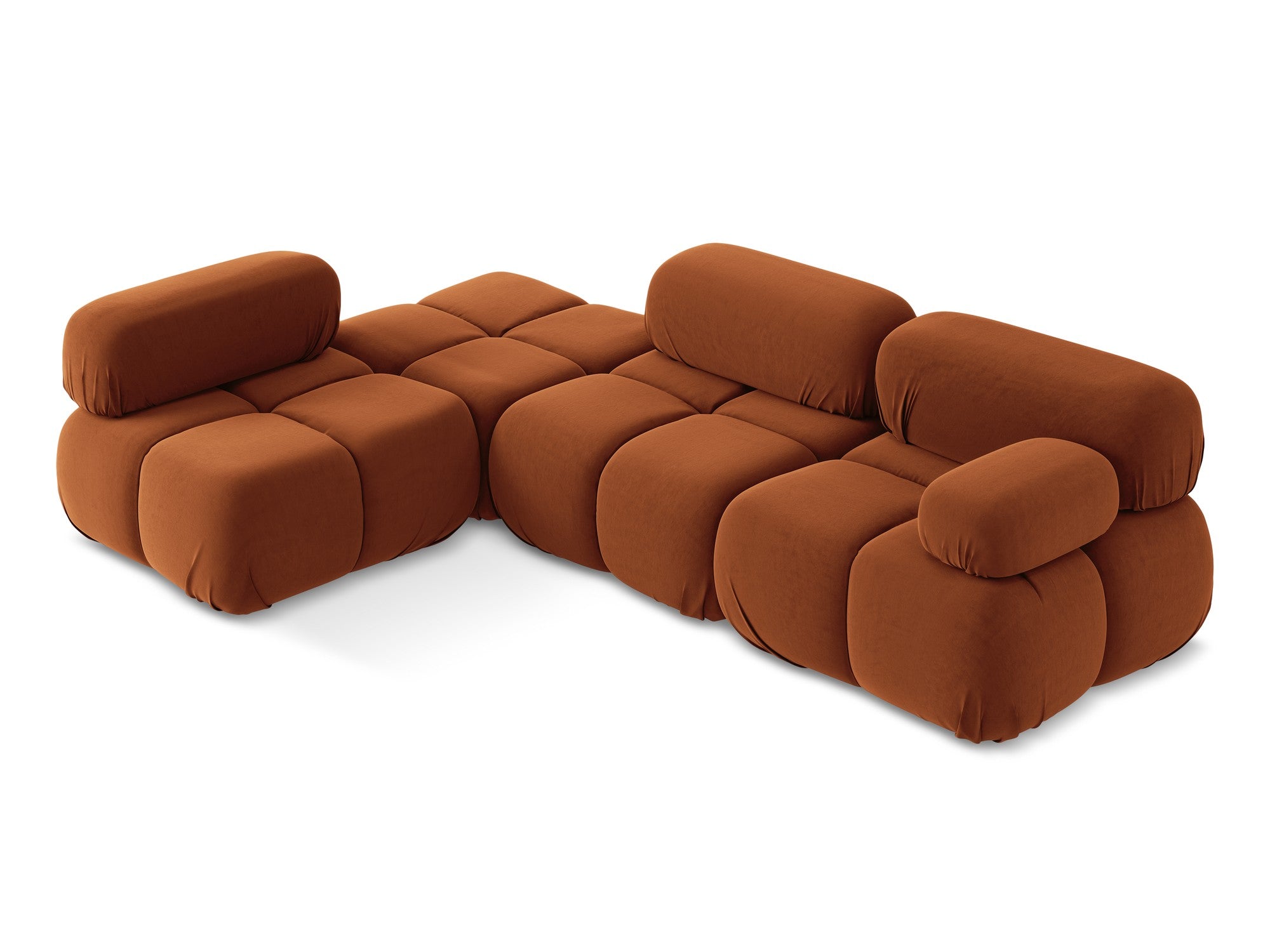 Modularer Samt-Ecksofa links LOKUA Terrakotta
