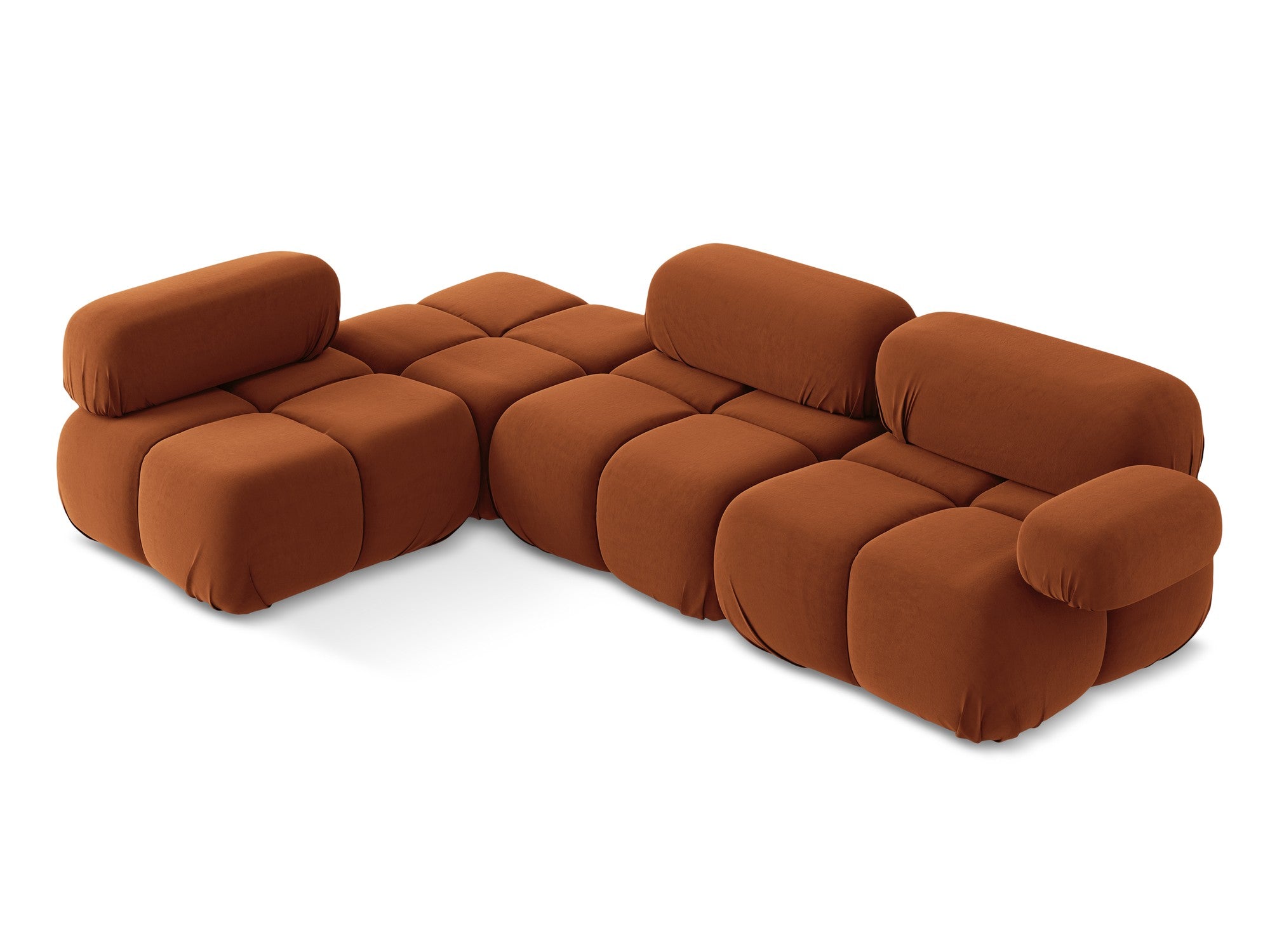 Modularer Samt-Ecksofa links LOKUA Terrakotta