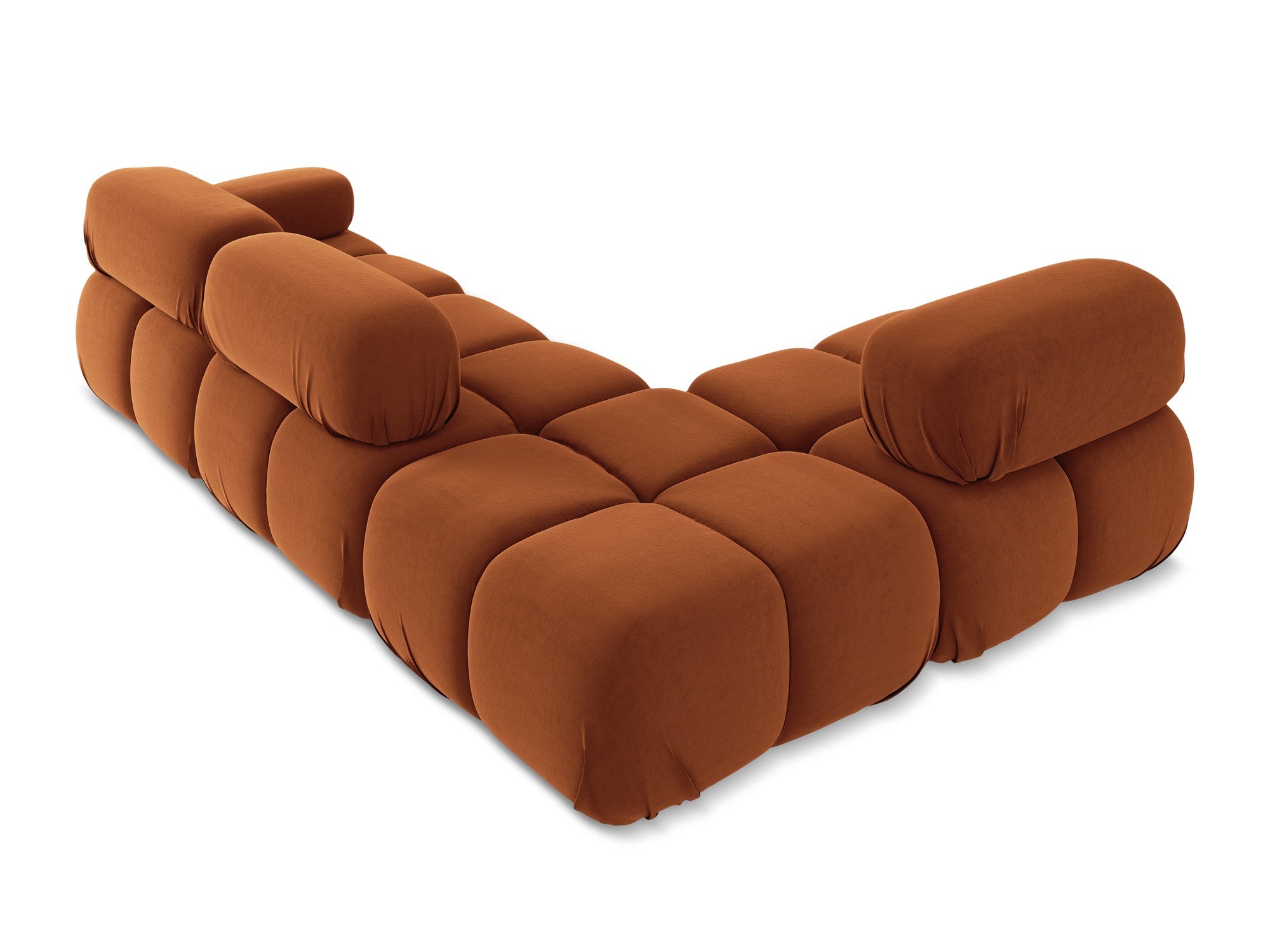 Modularer Samt-Ecksofa links LOKUA Terrakotta