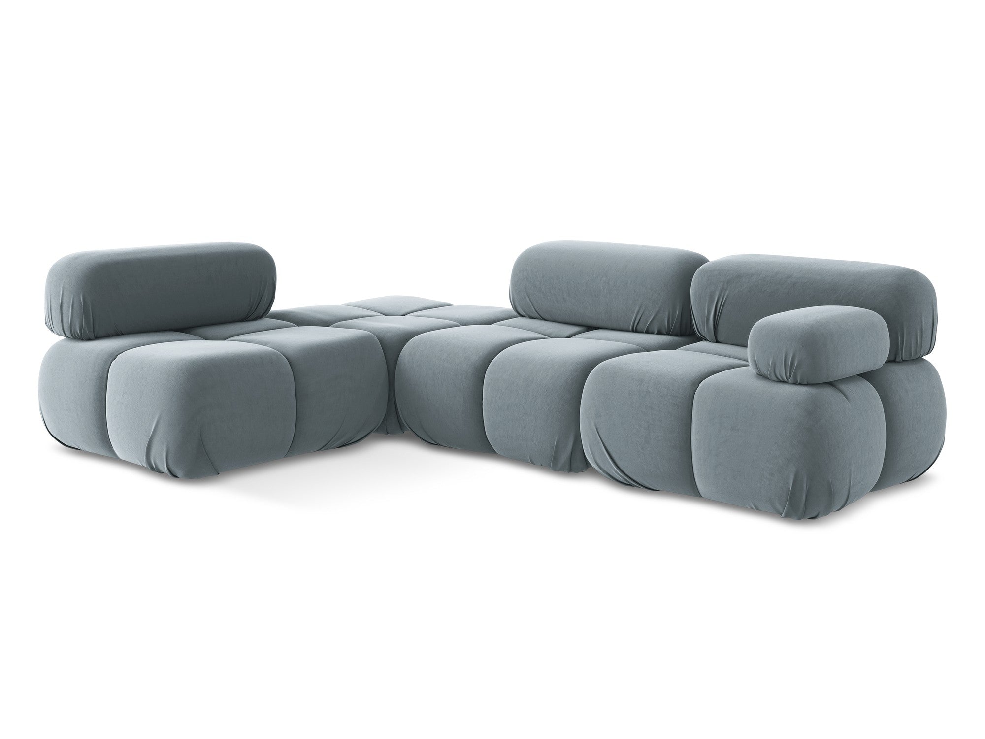 Left-sided modular velvet corner sofa LOKUA light blue