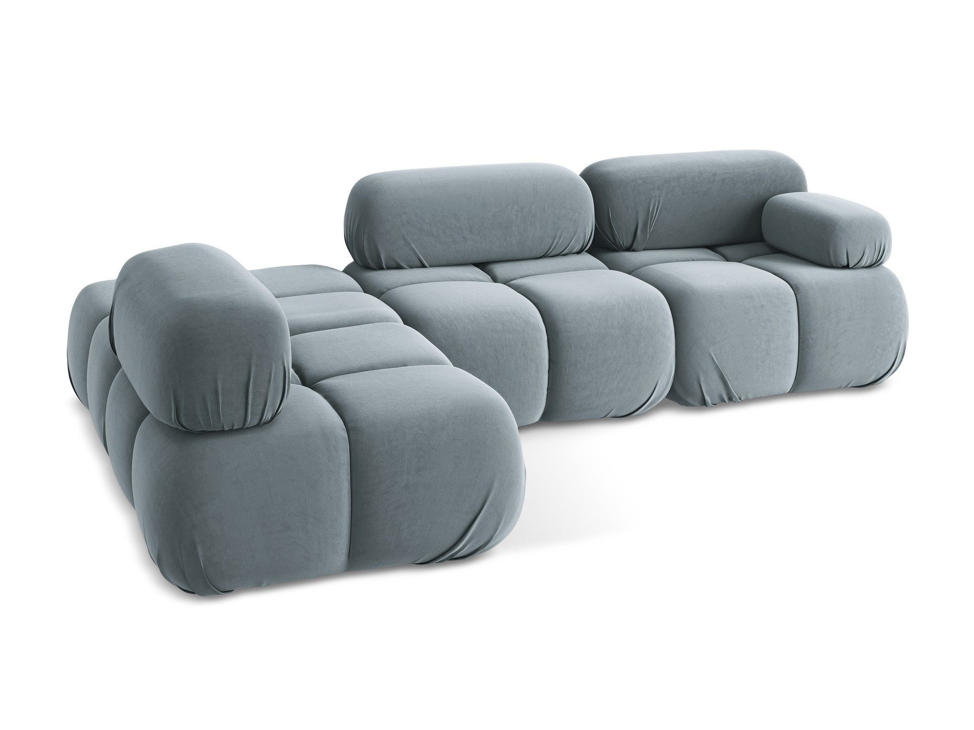 Left-sided modular velvet corner sofa LOKUA light blue