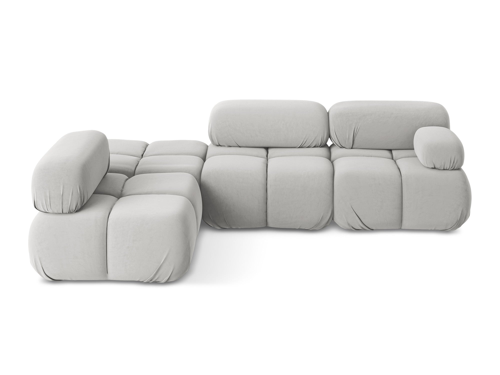 Modularer Samt-Ecksofa links LOKUA silber