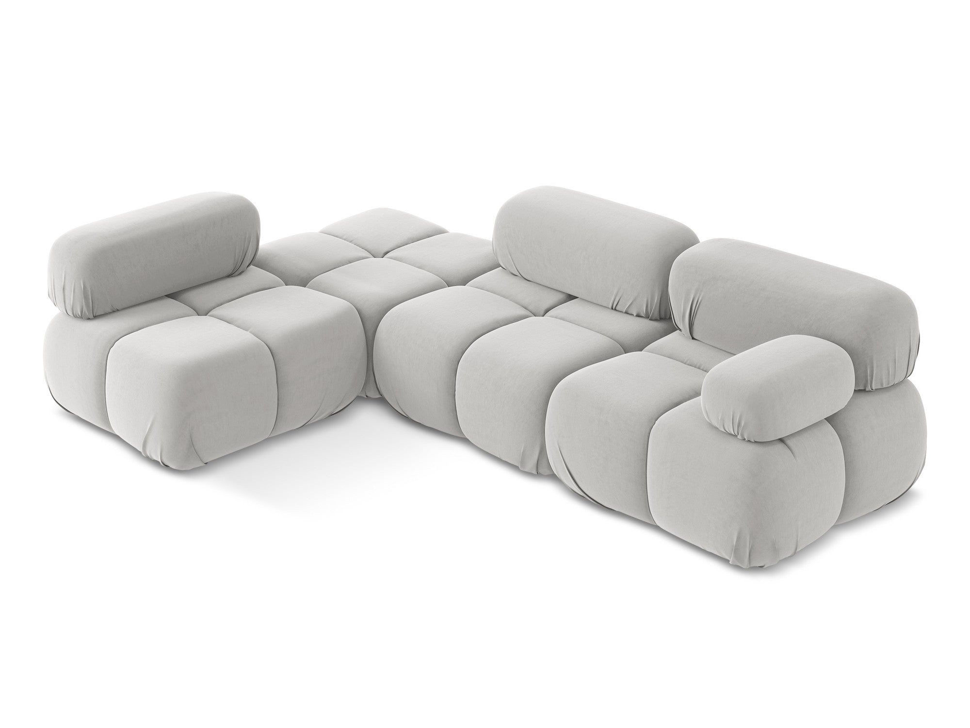 Modularer Samt-Ecksofa links LOKUA silber