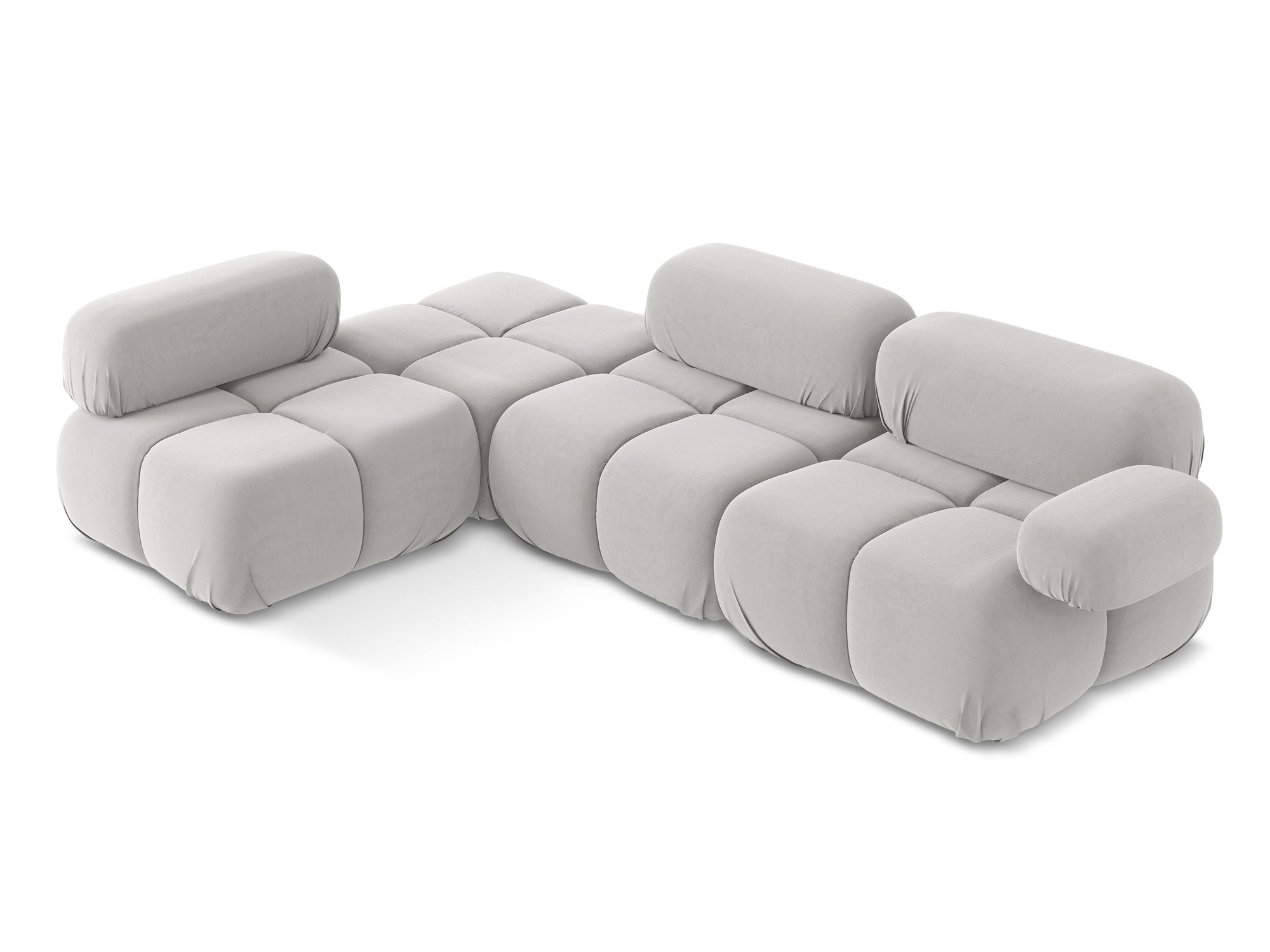 Modularer Samt-Ecksofa links LOKUA silber