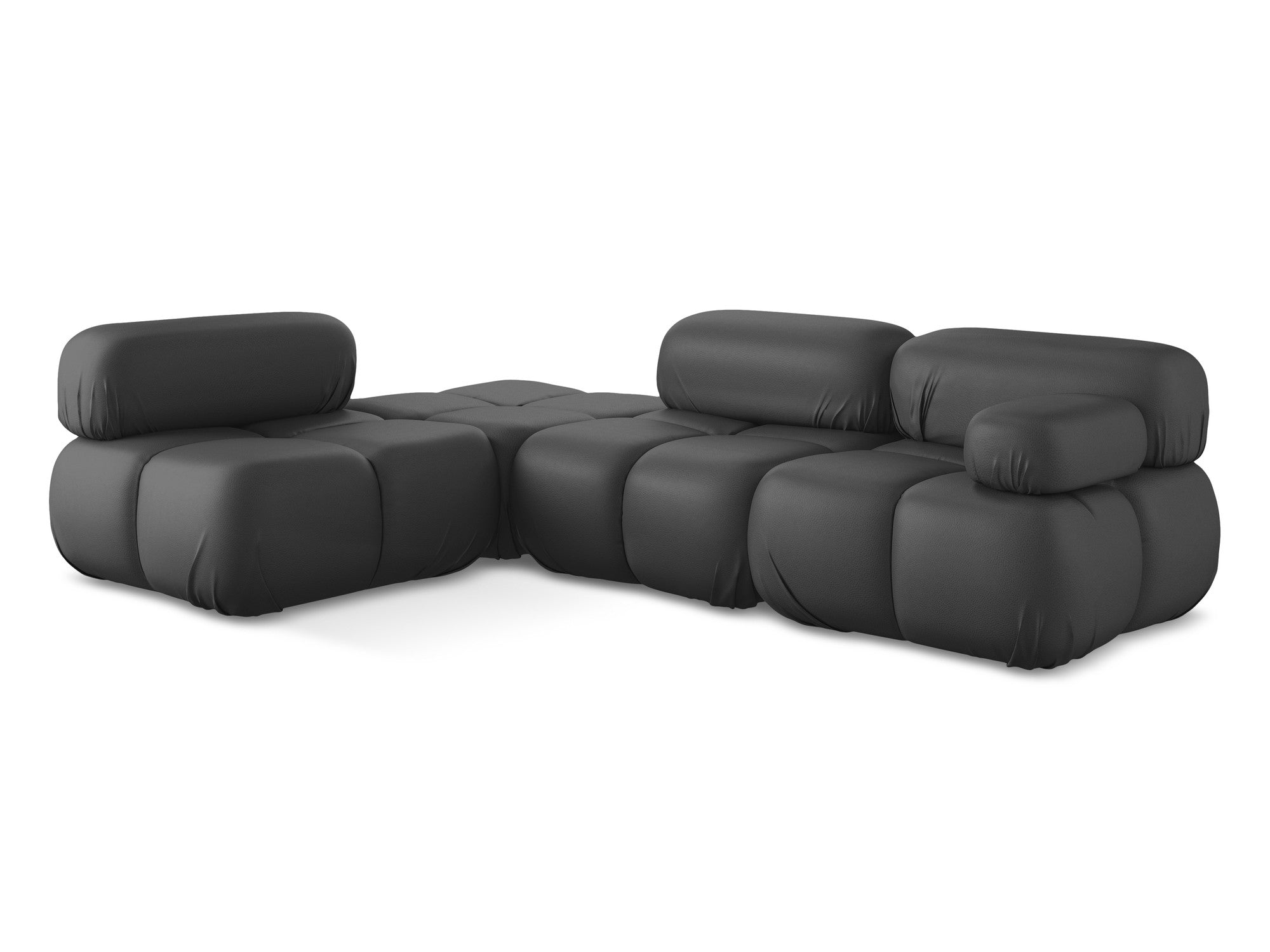 Modularer linksseitiger Ecksofa LOKUA aus grauem Kunstleder