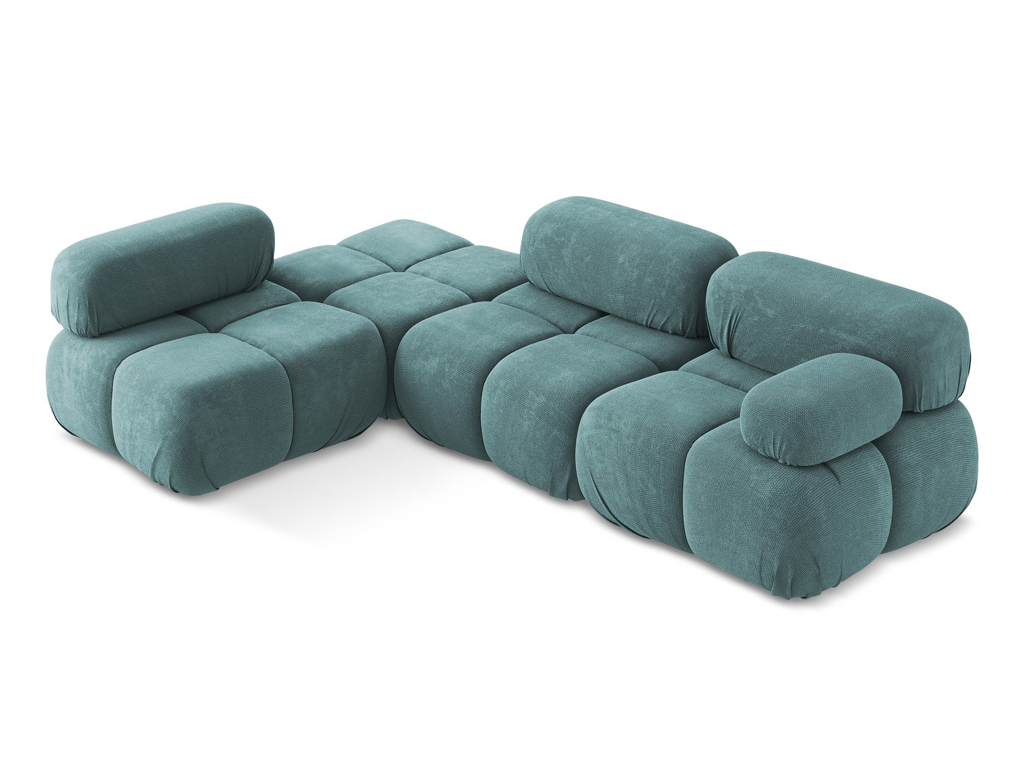 Modularer linksseitiger Ecksofa LOKUA in jeansblauem Chenille