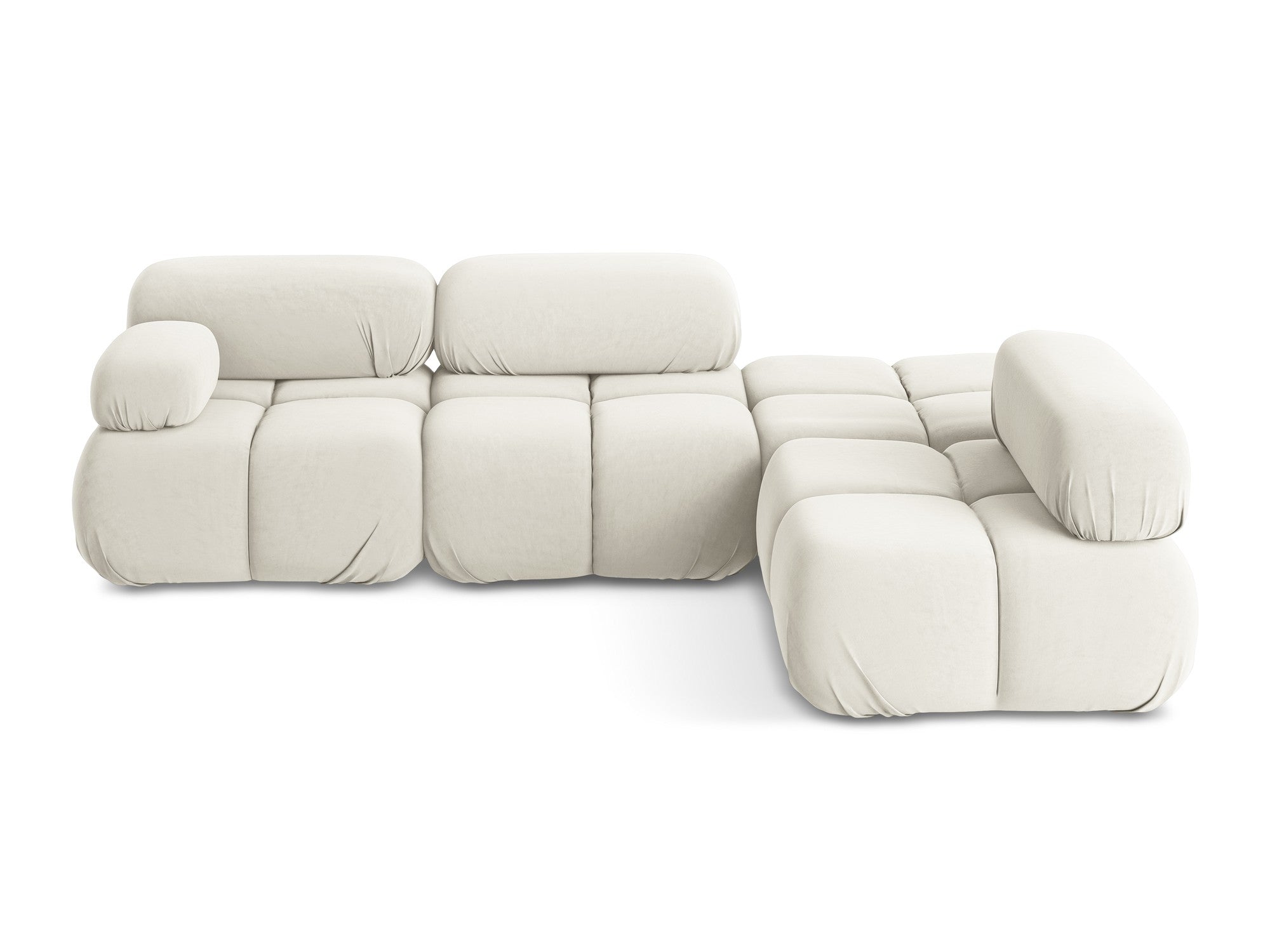 Modulaire fluwelen hoekbank rechts LOKUA lichtbeige