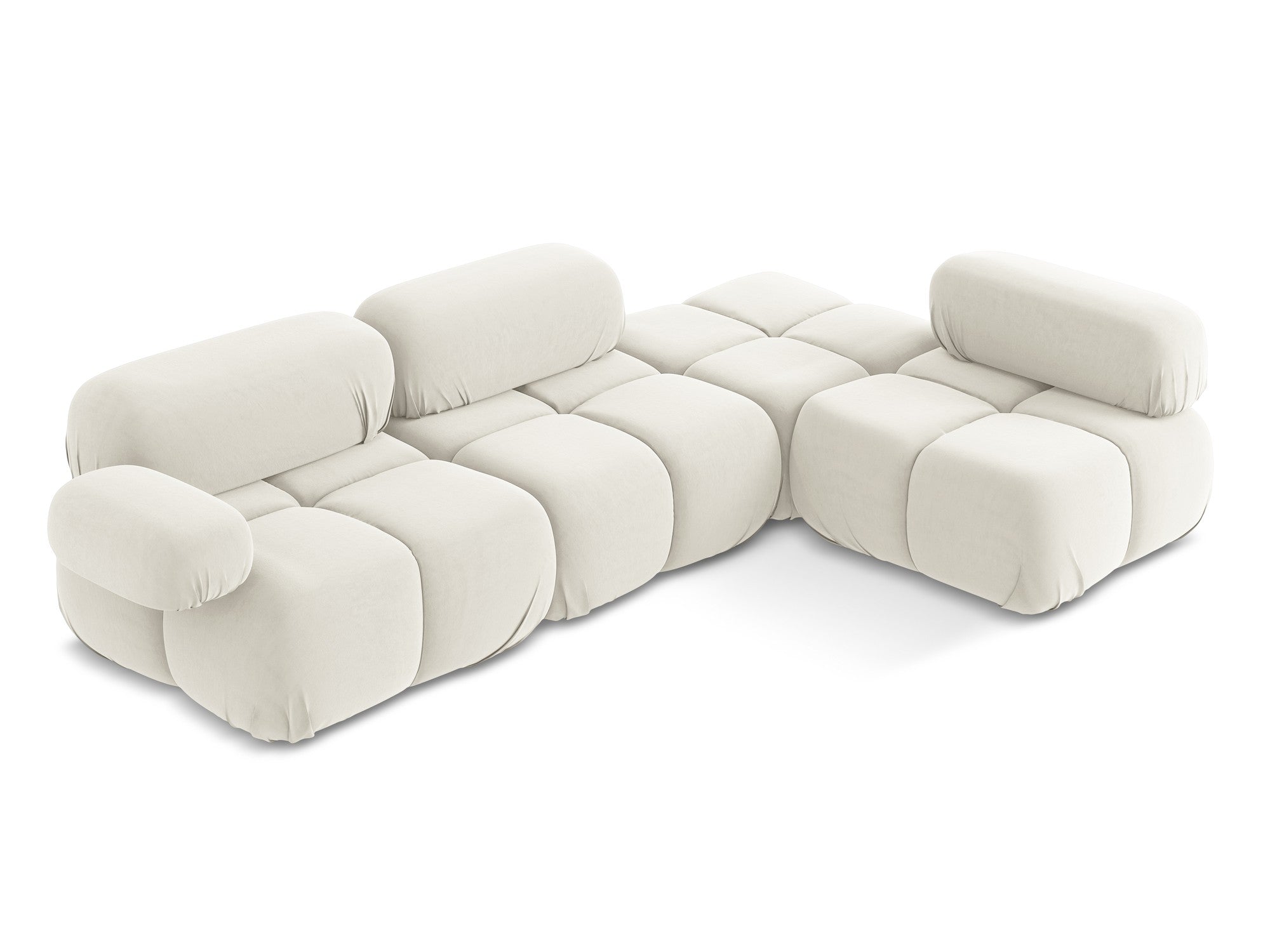 Modulaire fluwelen hoekbank rechts LOKUA lichtbeige