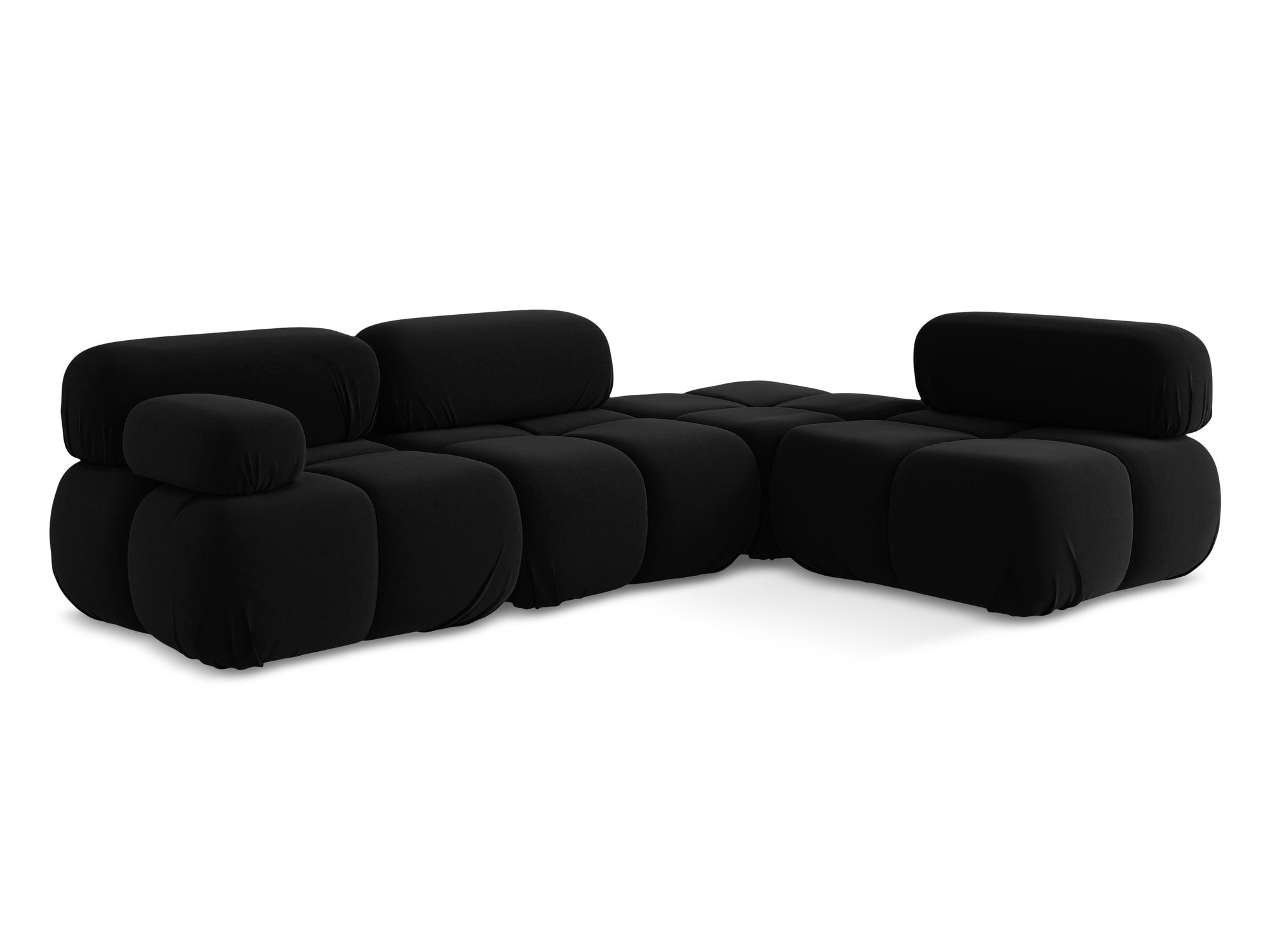 Black right-sided velvet modular corner sofa LOKUA