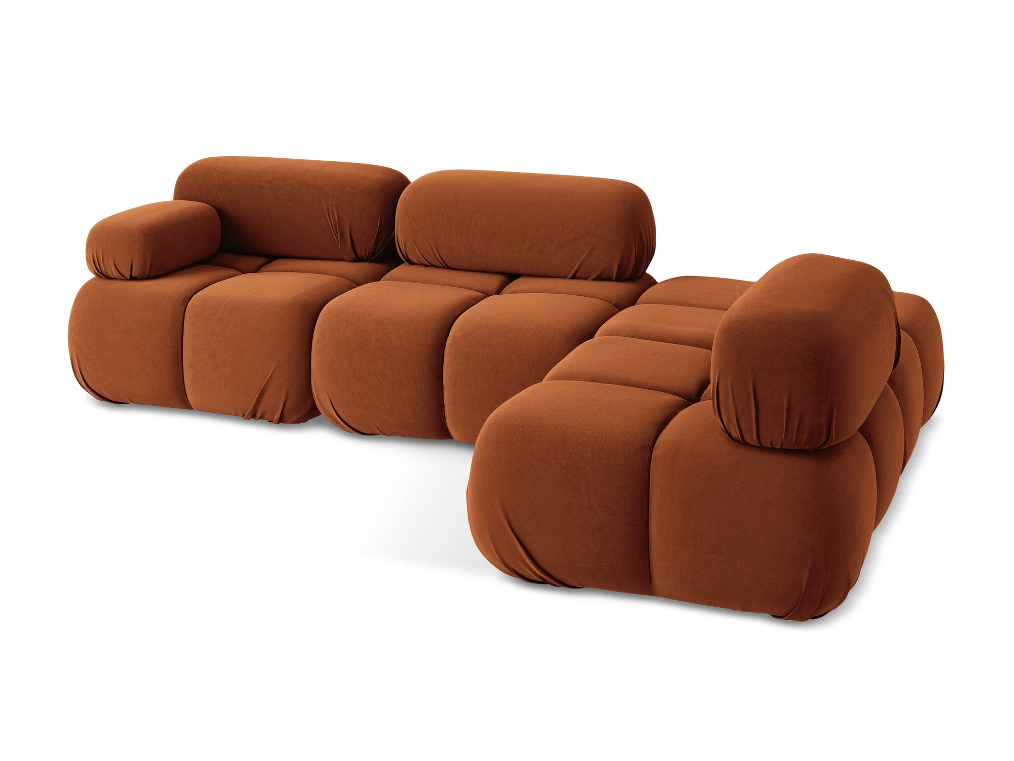 Velvet modular corner sofa right-sided LOKUA terracotta