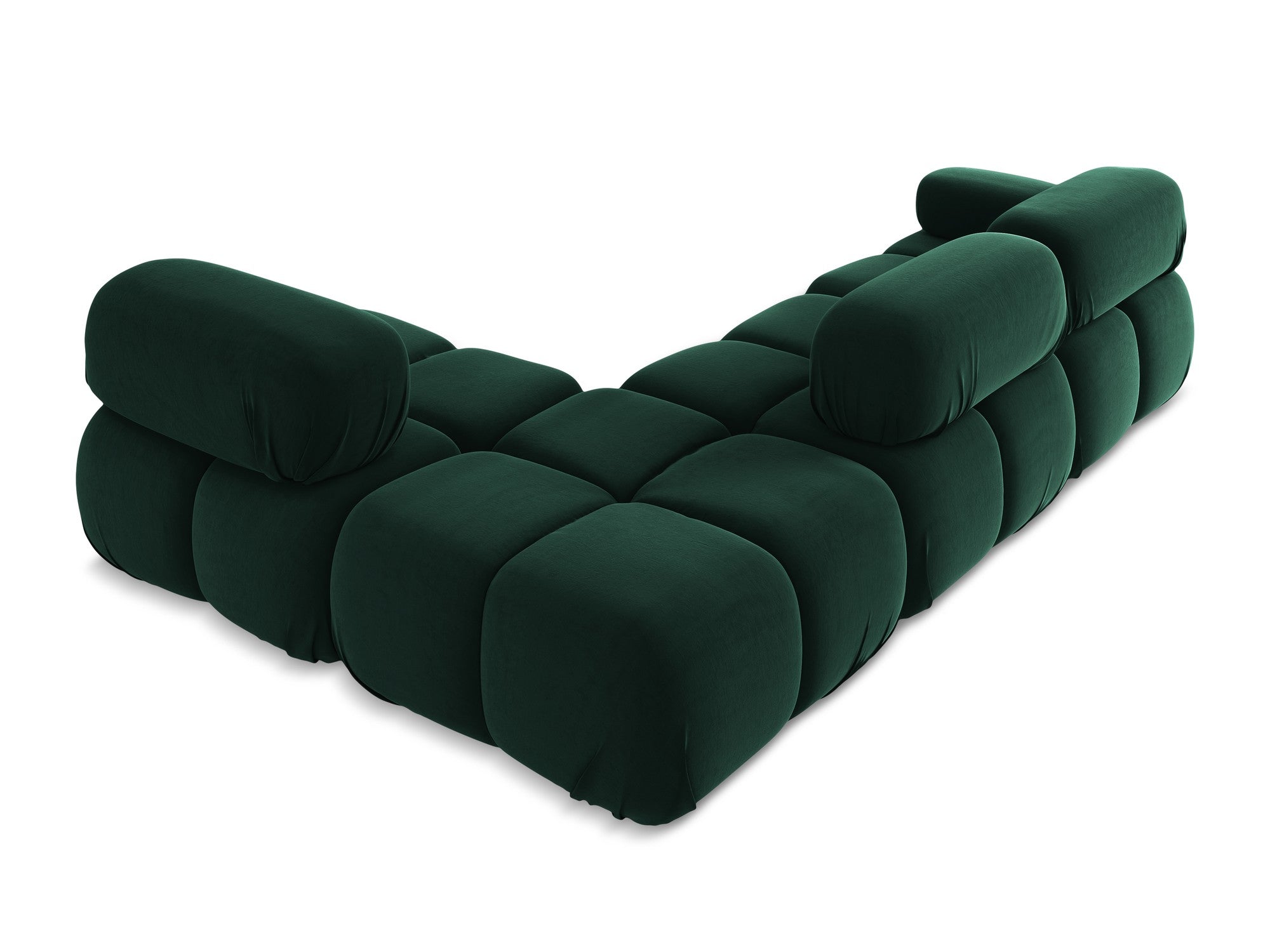Velvet modular corner sofa right-sided LOKUA bottle green