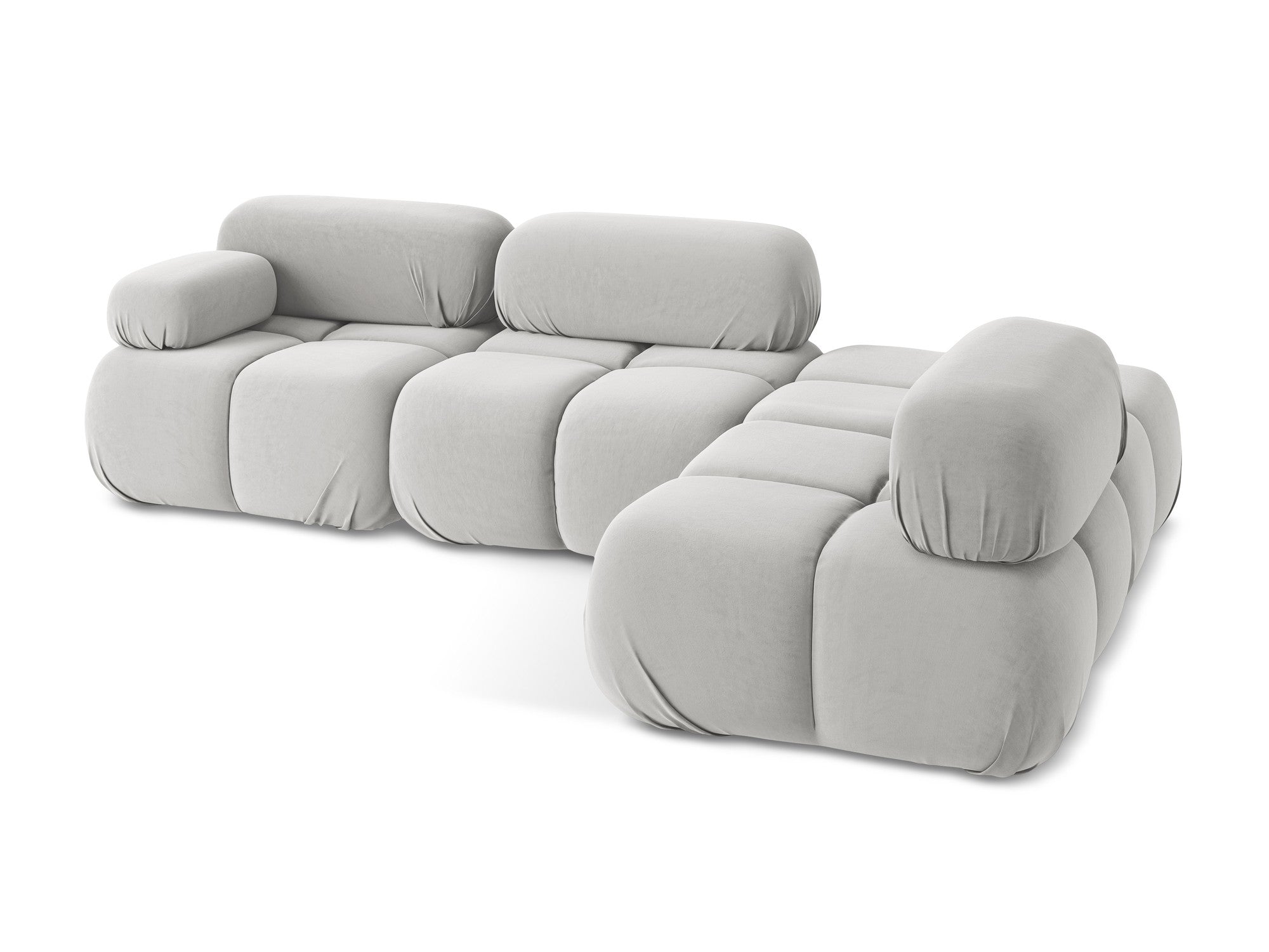 Modularer Samt-Ecksofa rechts LOKUA silber