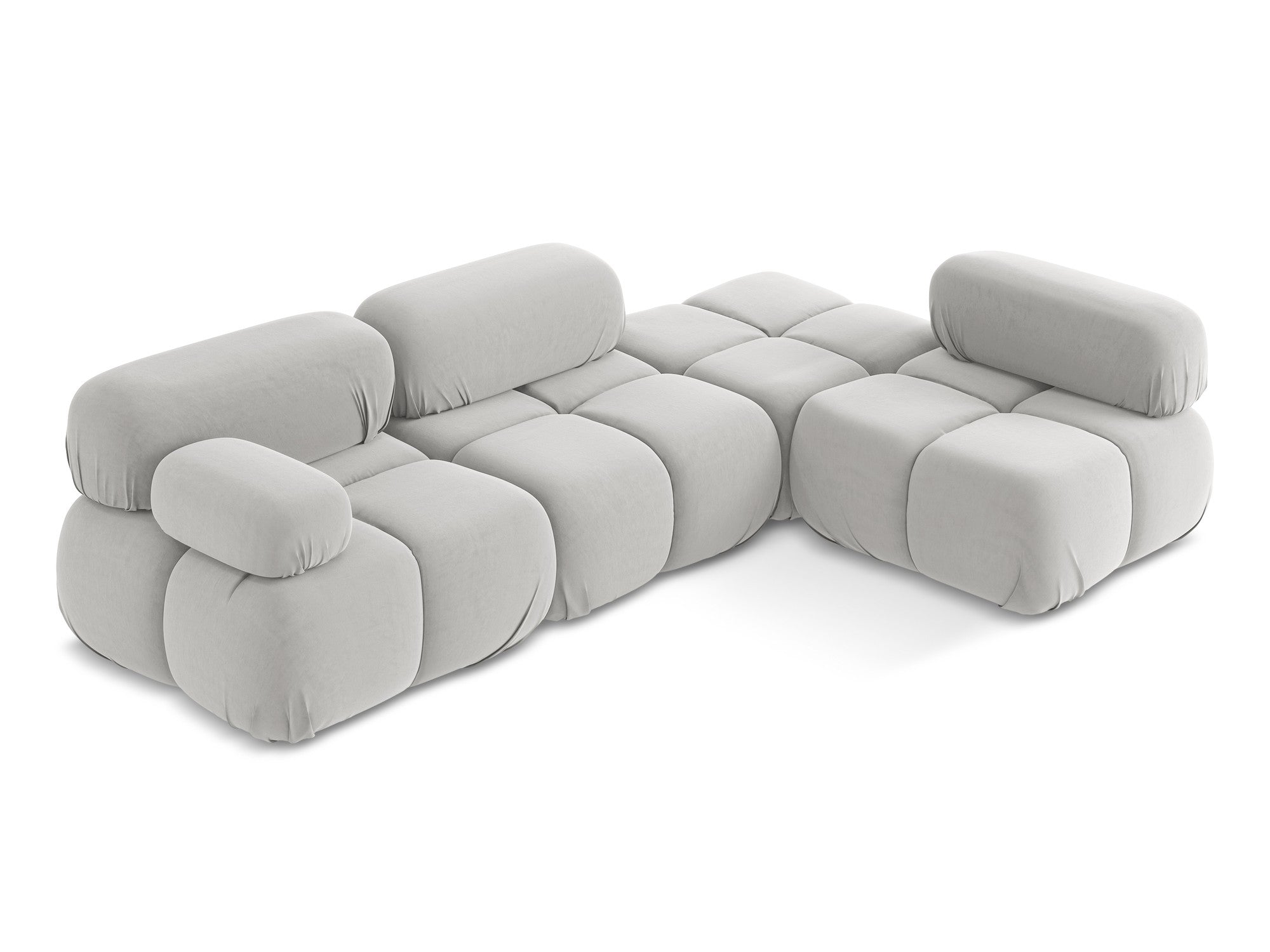 Modularer Samt-Ecksofa rechts LOKUA silber