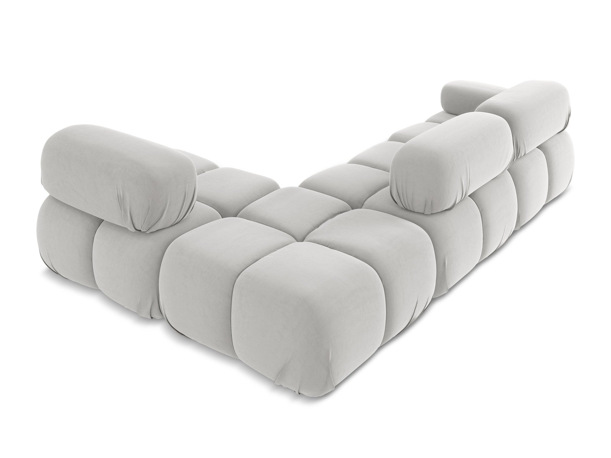 Modularer Samt-Ecksofa rechts LOKUA silber