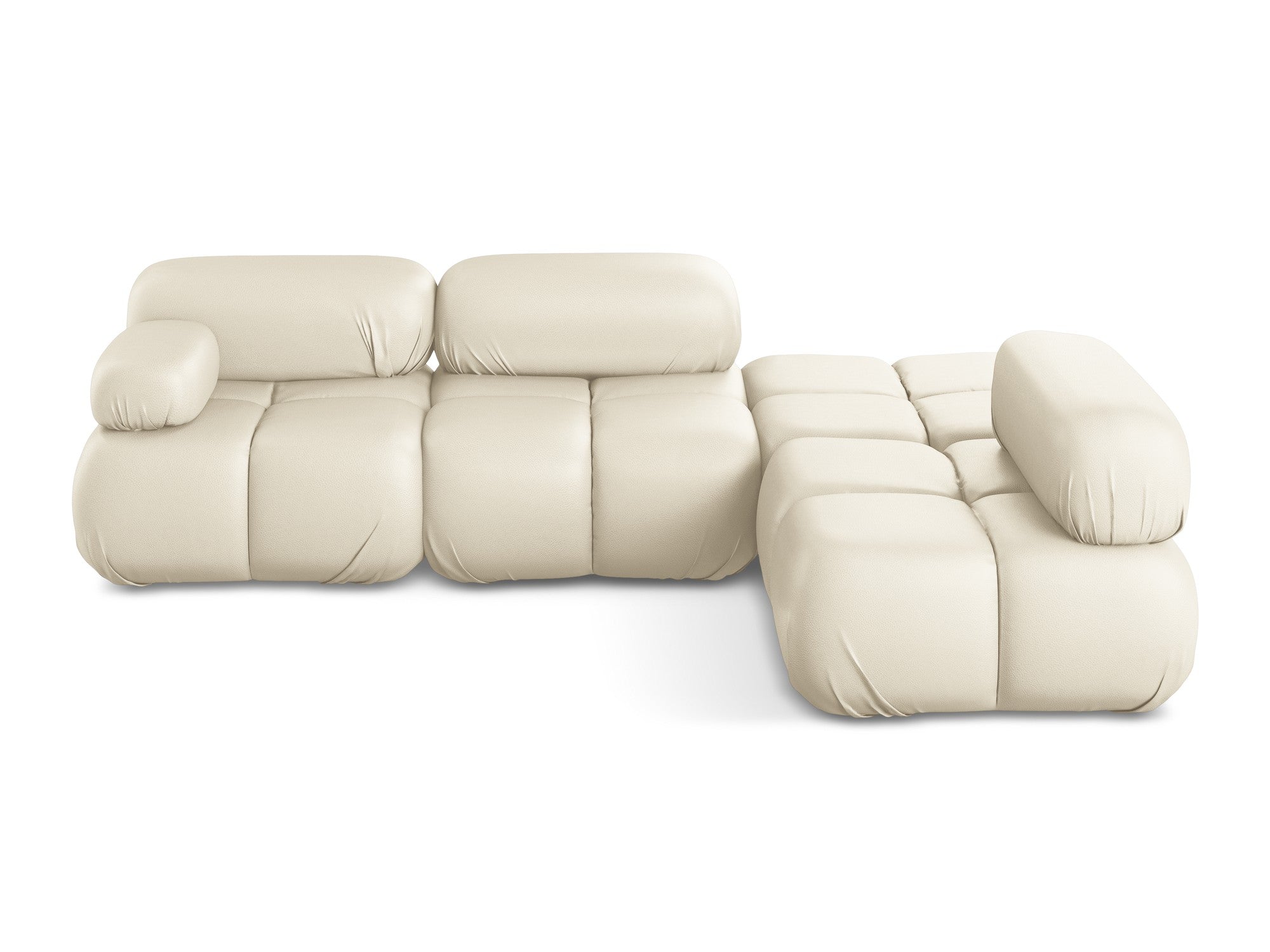 Rechthoekige modulaire hoekbank rechts LOKUA lichtbeige ecologische leer