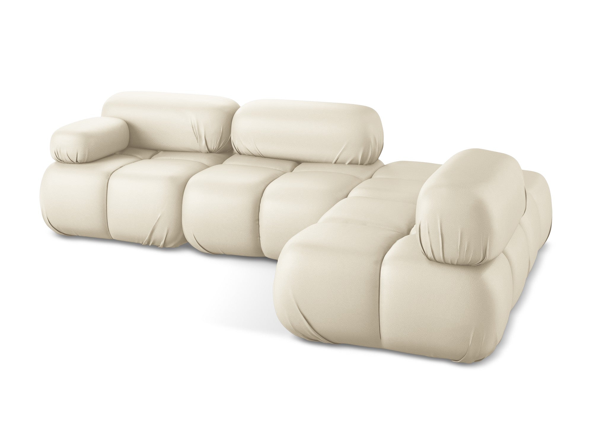 Rechthoekige modulaire hoekbank rechts LOKUA lichtbeige ecologische leer