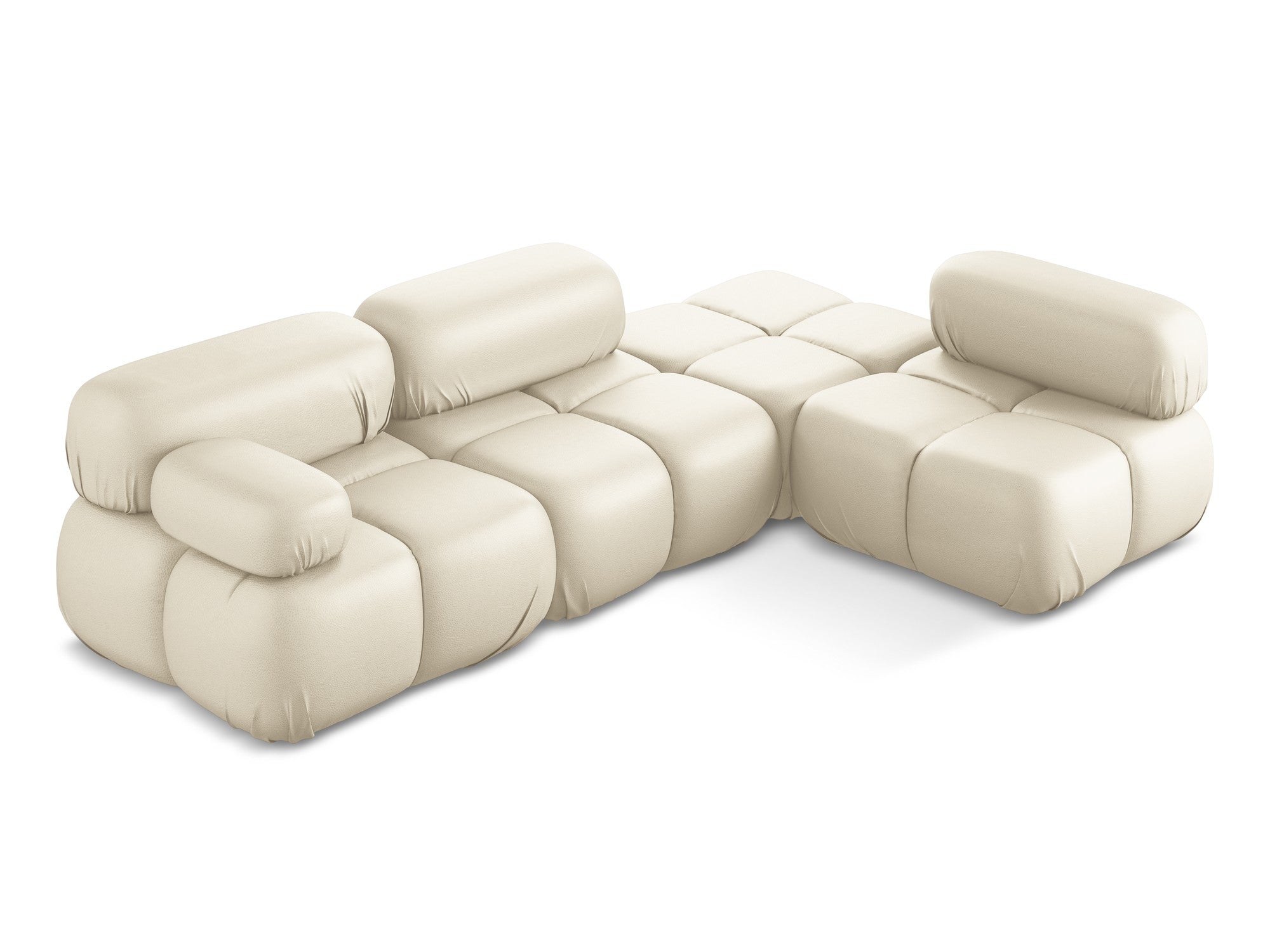 Rechthoekige modulaire hoekbank rechts LOKUA lichtbeige ecologische leer