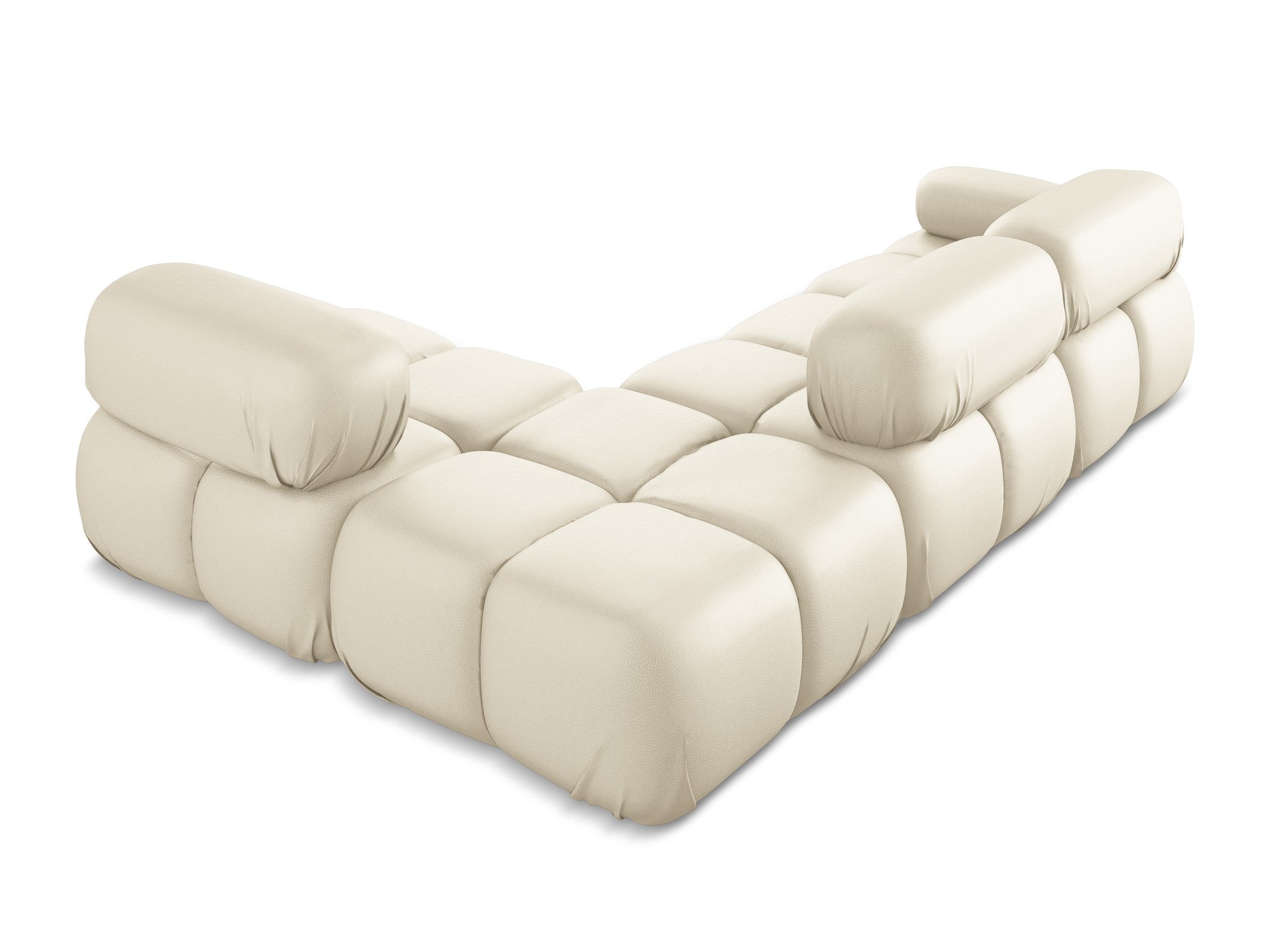 Rechthoekige modulaire hoekbank rechts LOKUA lichtbeige ecologische leer