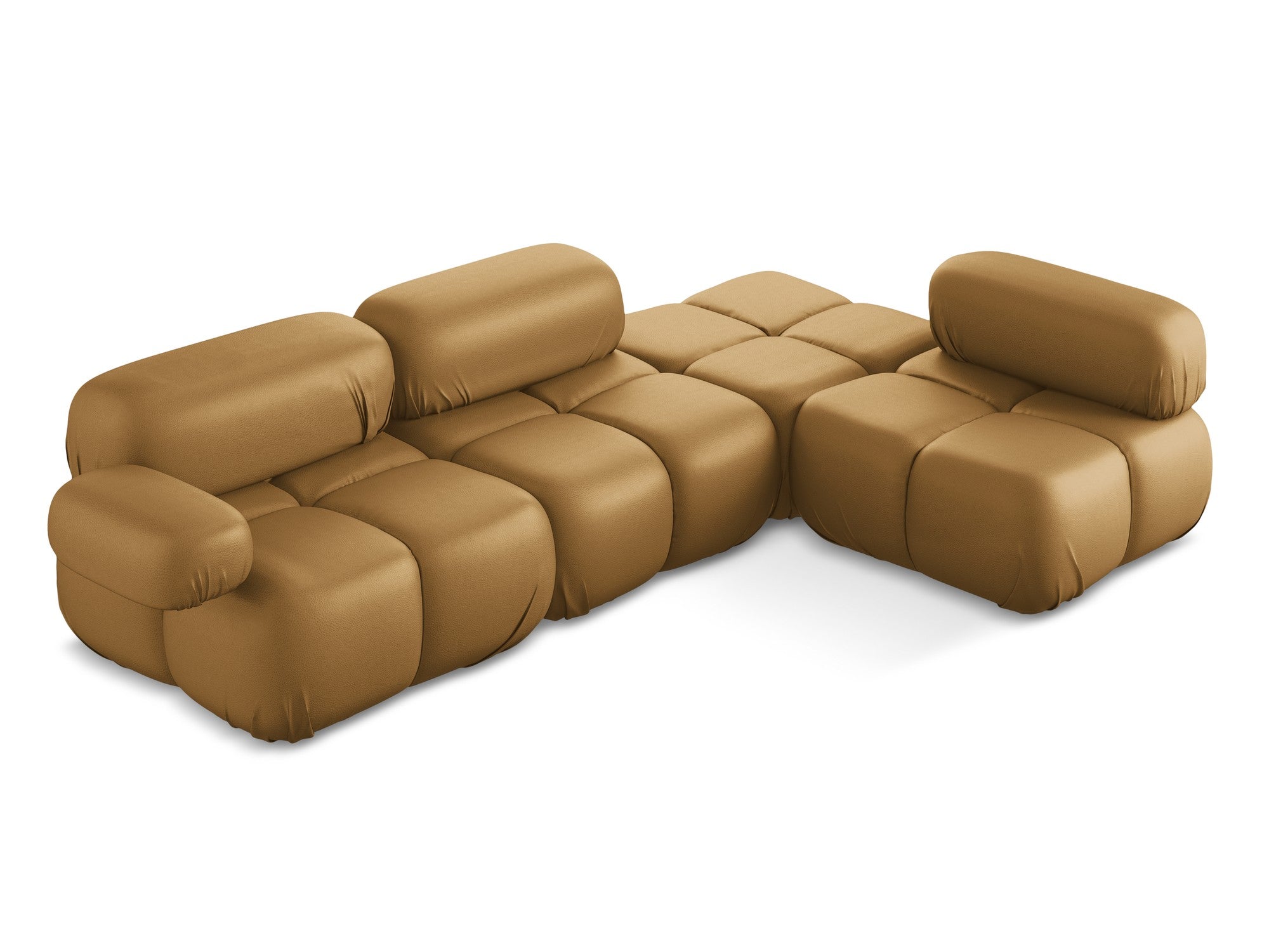 Right-facing modular corner sofa LOKUA caramel eco-leather