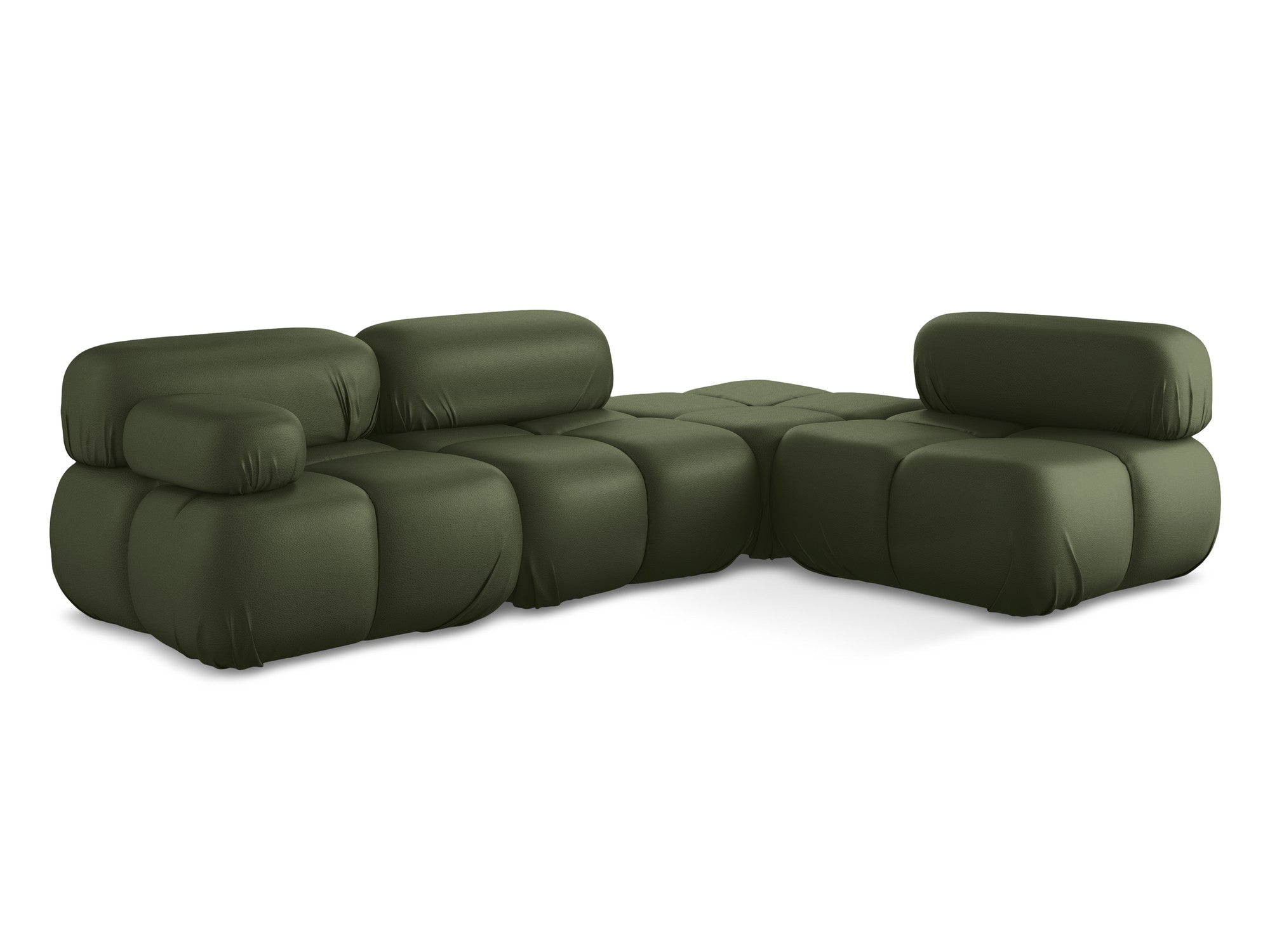 Right-facing modular corner sofa LOKUA dark green faux leather