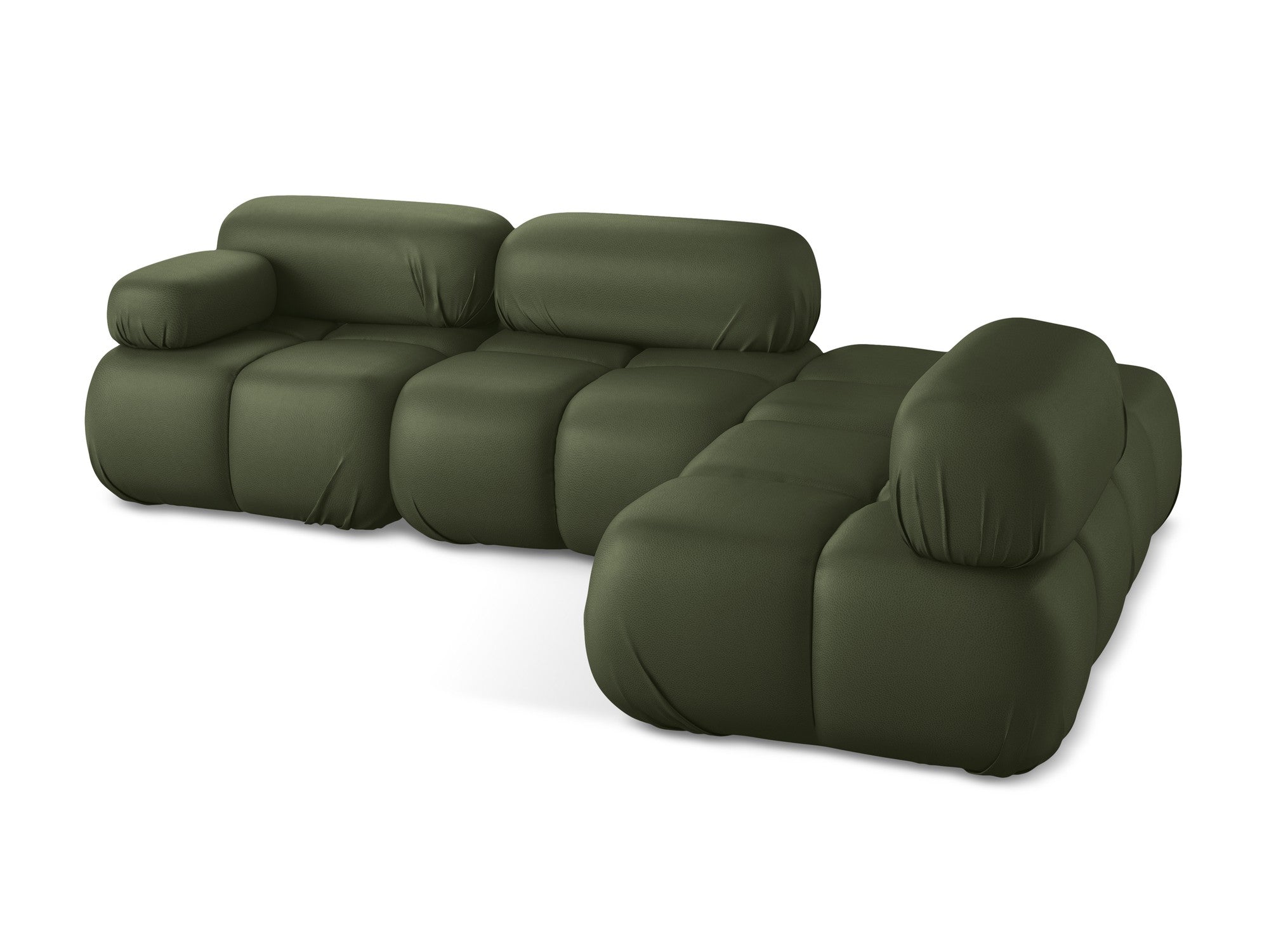 Right-facing modular corner sofa LOKUA dark green faux leather