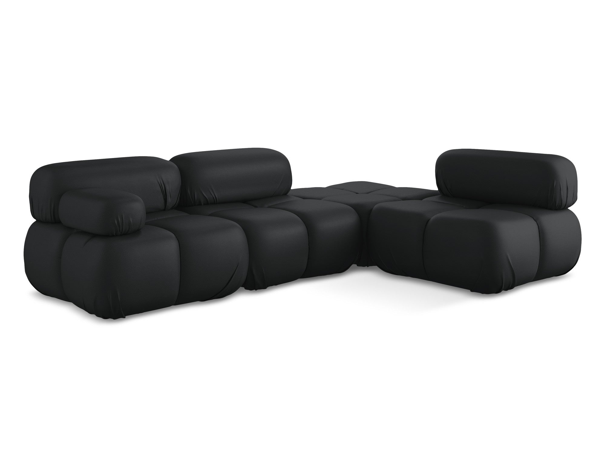 Right-facing modular corner sofa LOKUA black faux leather