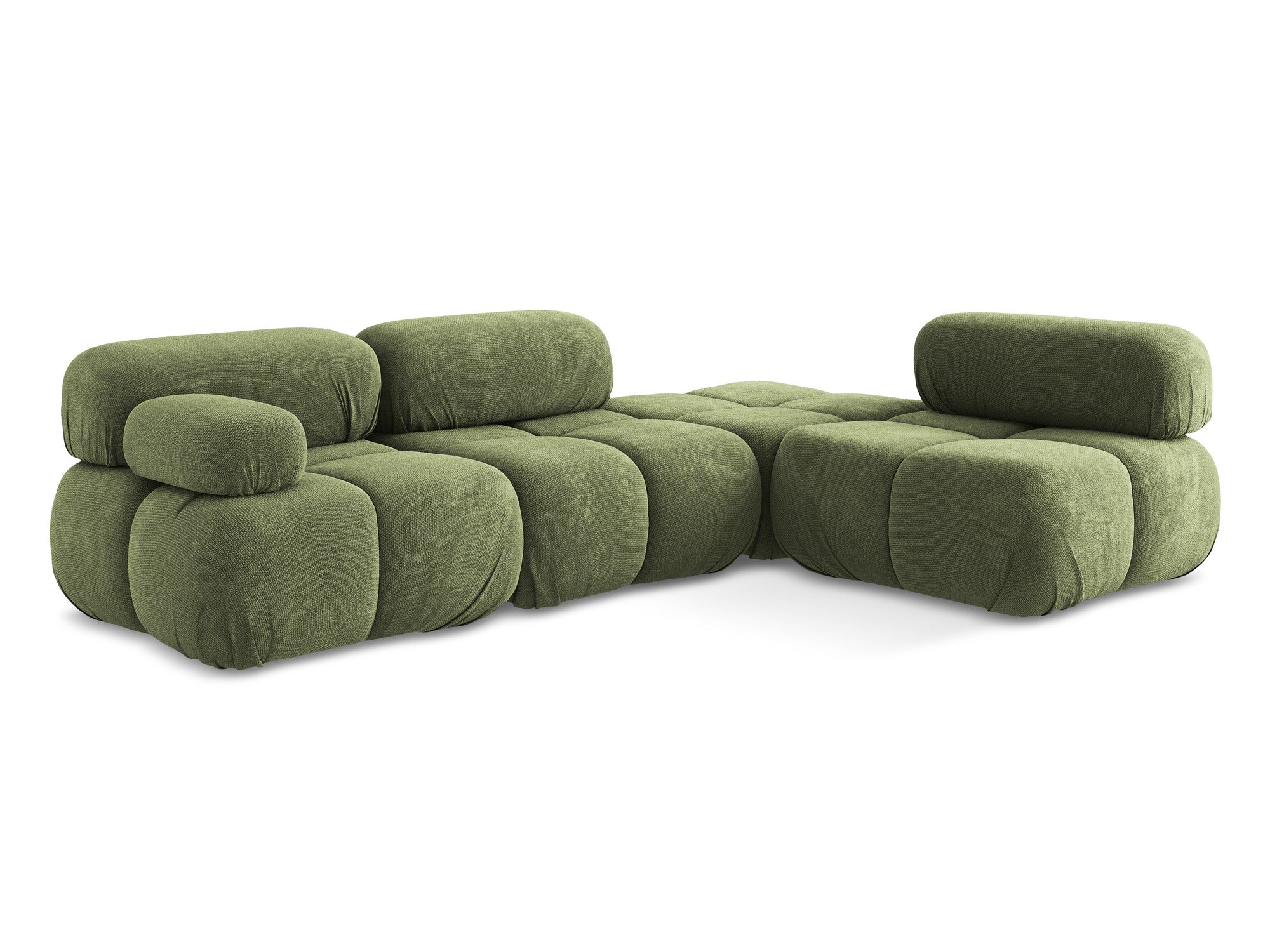 Rechthoekige modulaire hoekbank LOKUA groen chenille