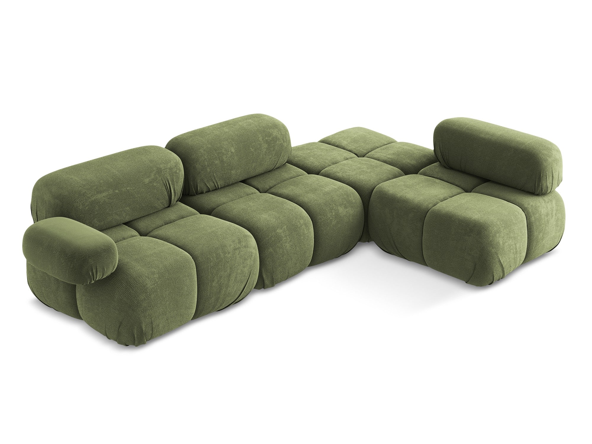Rechthoekige modulaire hoekbank LOKUA groen chenille