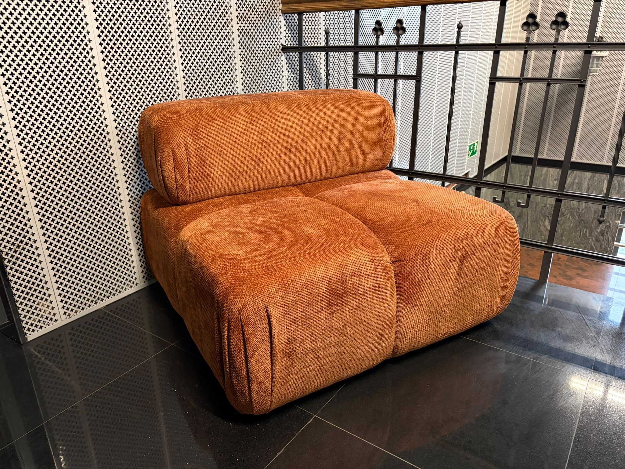 Pouf / velvet module LOKUA steel gray