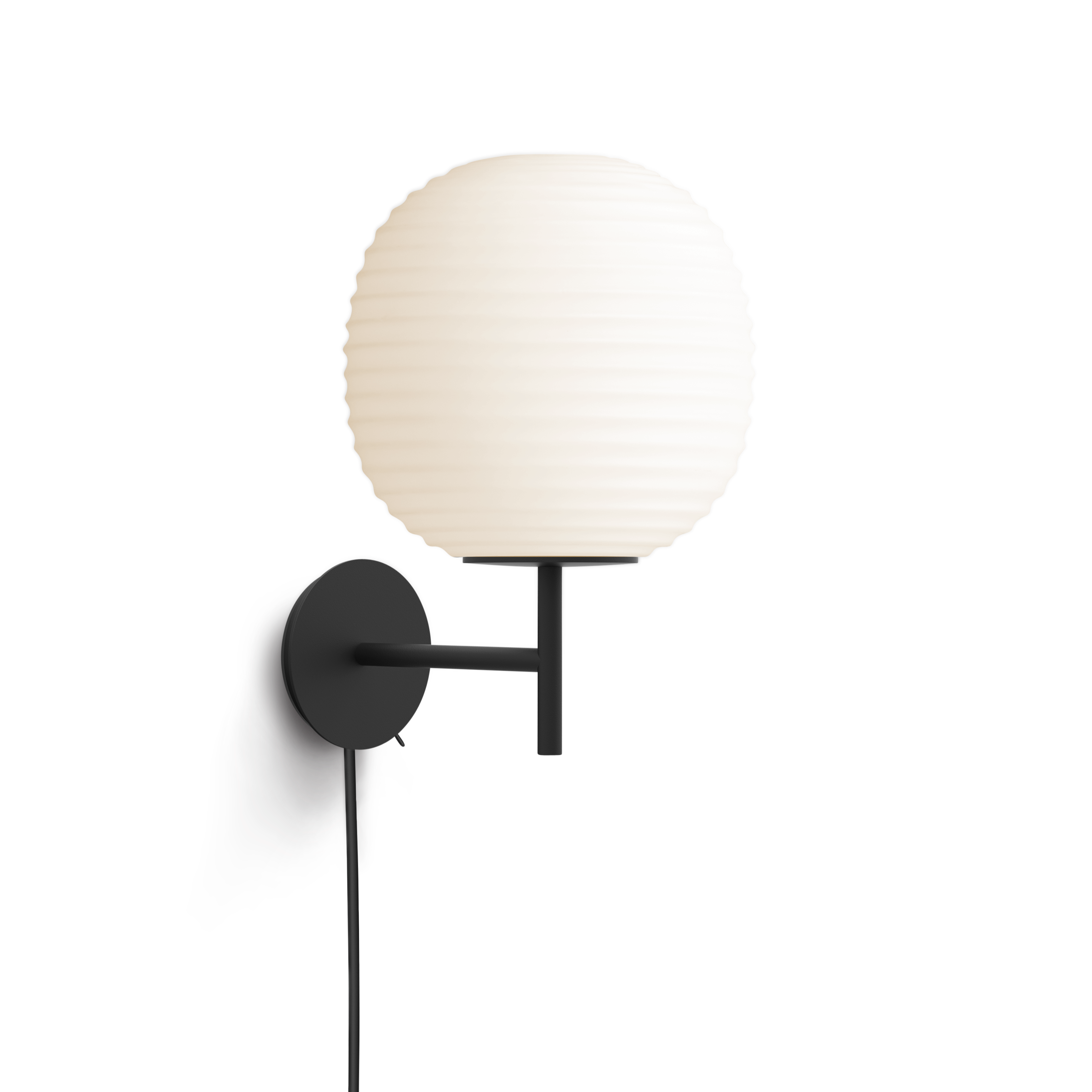 Lantern white wall lamp with a black base