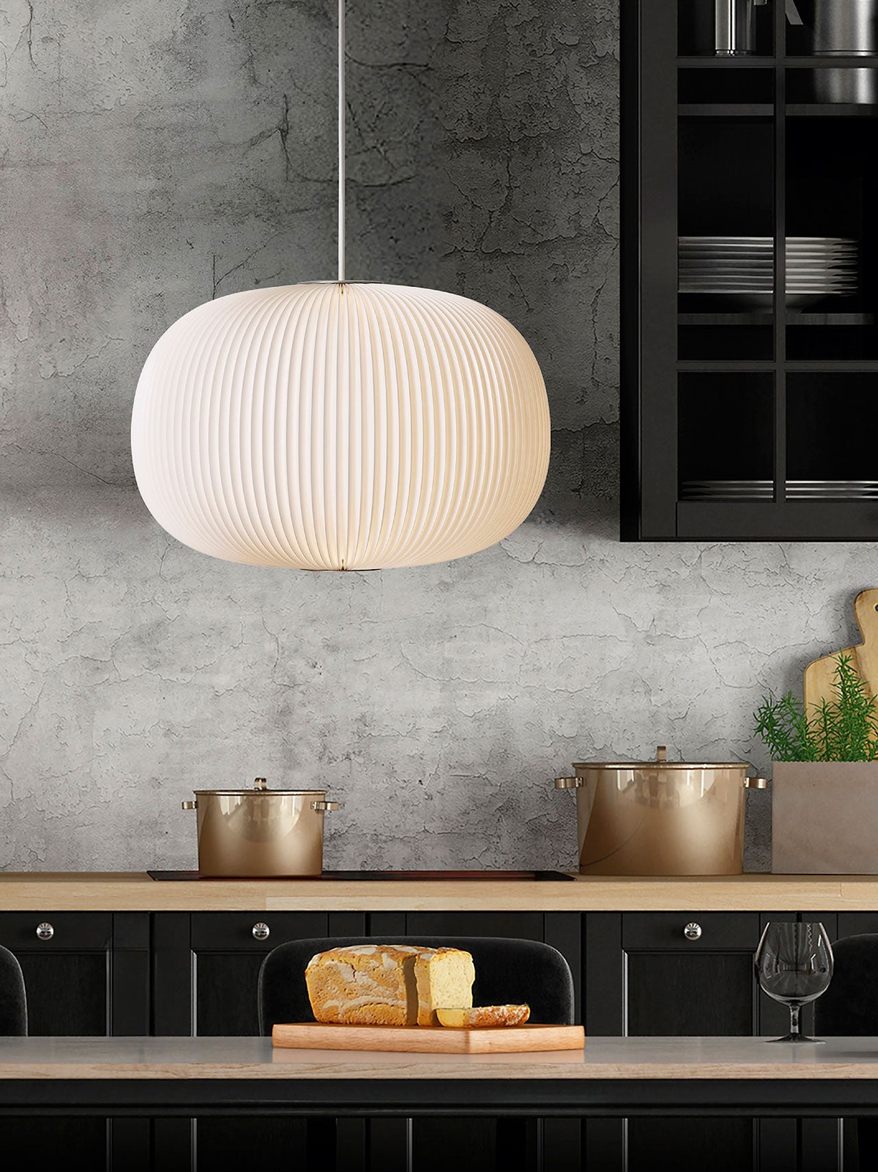 Pendelleuchte MODELL 132 LAMELLA 1 weiß mit silberner Veredelung